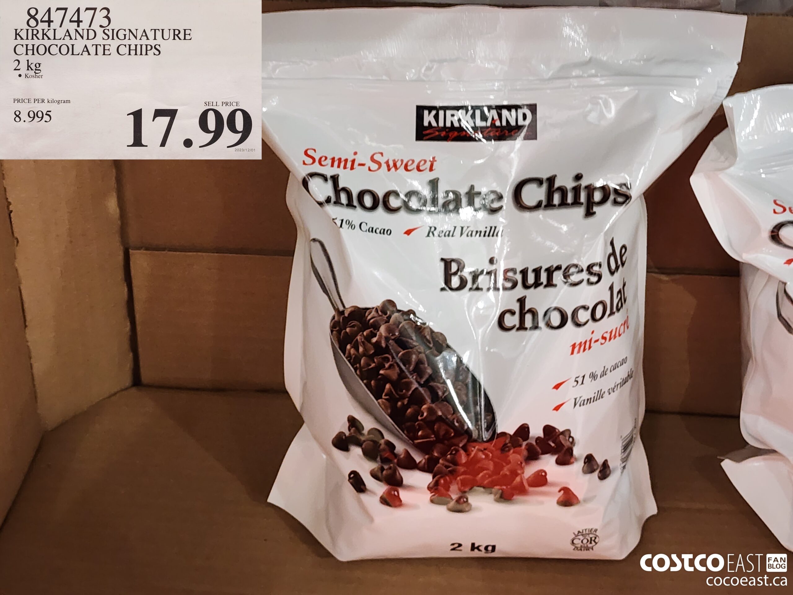 847473 KIRKLAND SIGNATURE CHOCOLATE CHIPS 2 KG $17.99