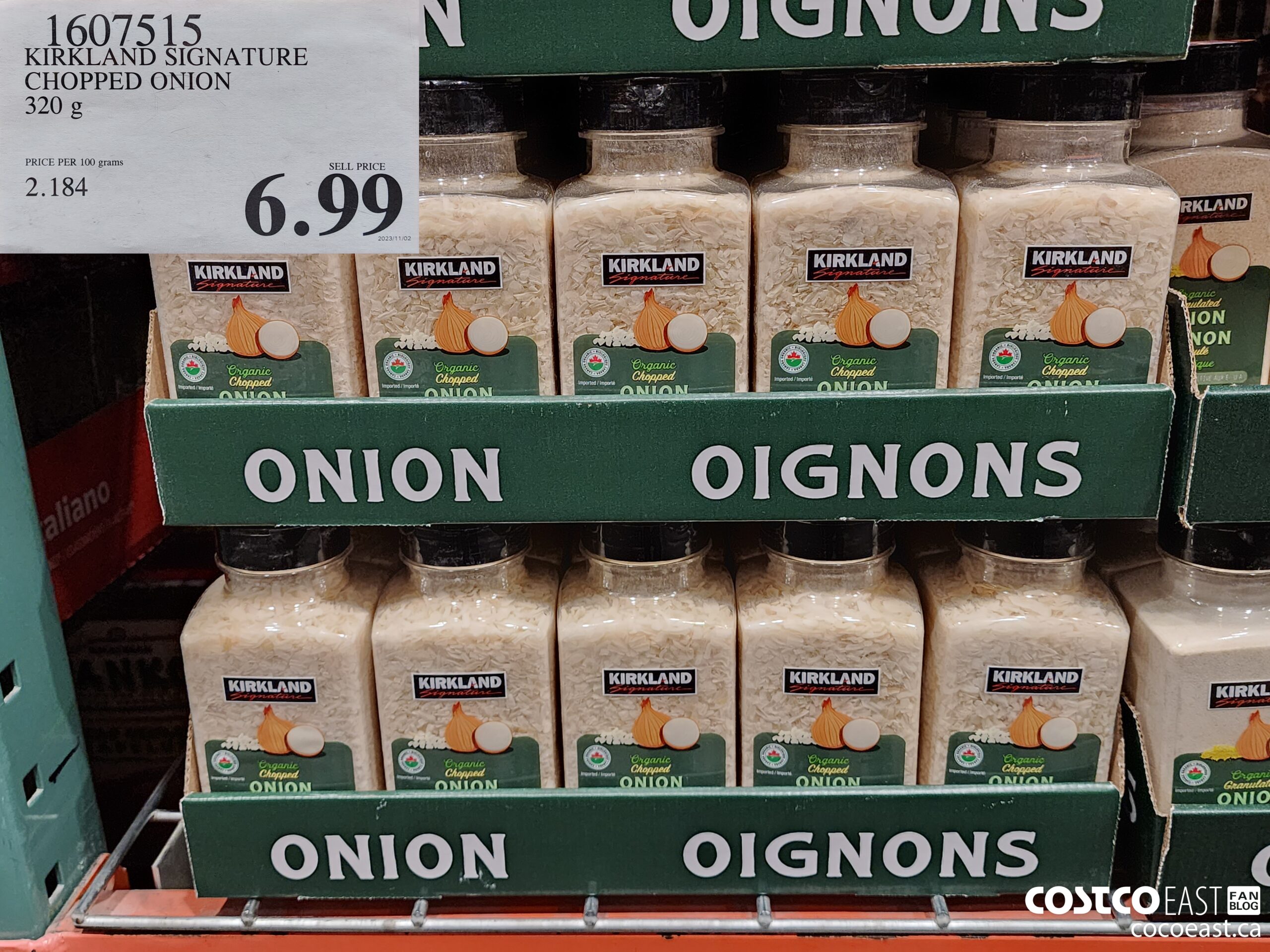 1607515 KIRKLAND SIGNATURE CHOPPED ONION 320 G $6.99