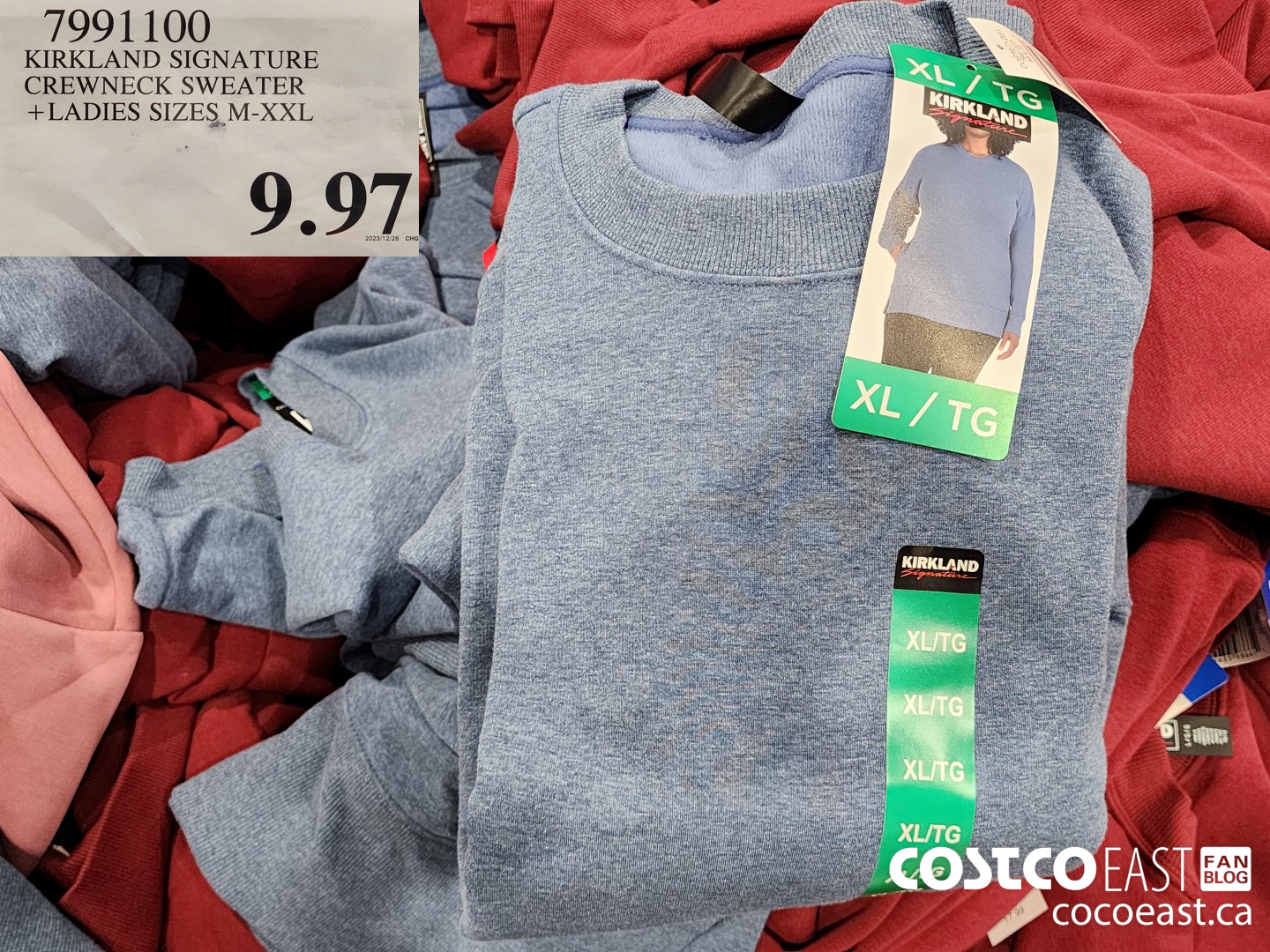 7991100 KIRKLAND SIGNATURE CREWNECK SWEATER +LADIES SIZES. M-XXL $9.97