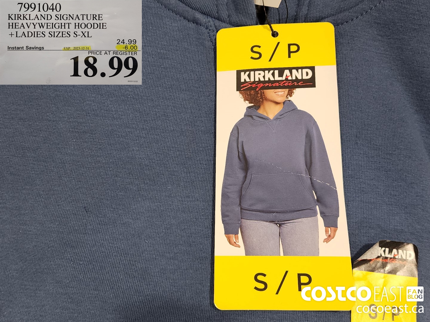 7991040 KIRKLAND SIGNATURE HEAVYWEIGHT HOODIE + LADIES SIZES S-XL ($6.00 INSTANT SAVINGS EXPIRES ON 2023-12-31) $18.99