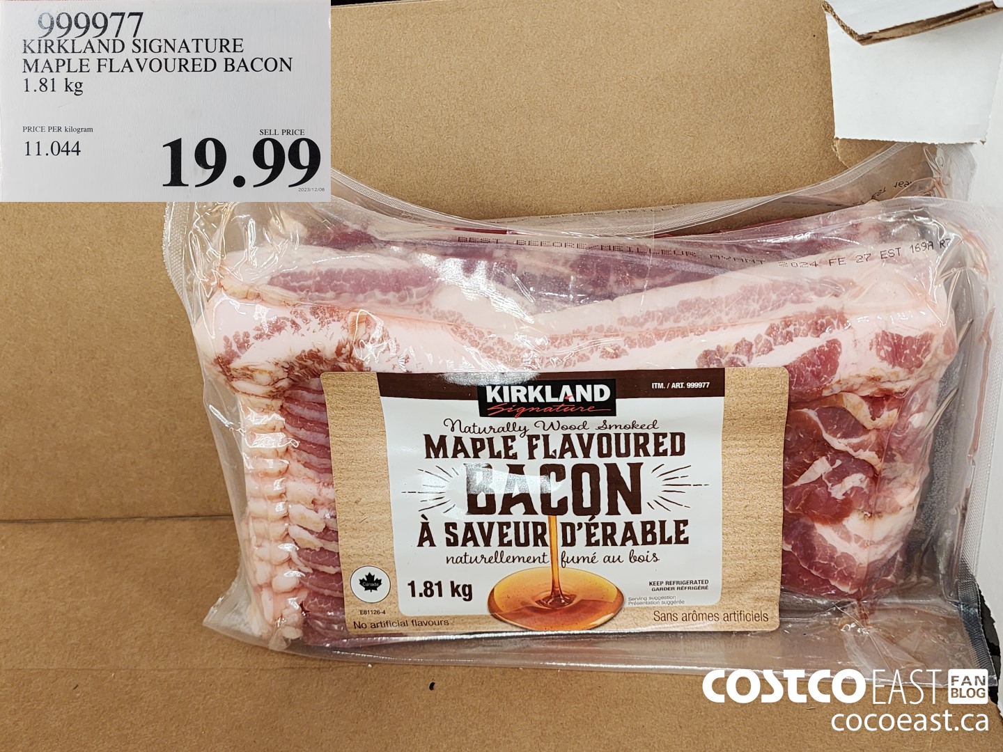 999977 KIRKLAND SIGNATURE MAPLE FLAVOURED BACON 1.81 kg $19.99