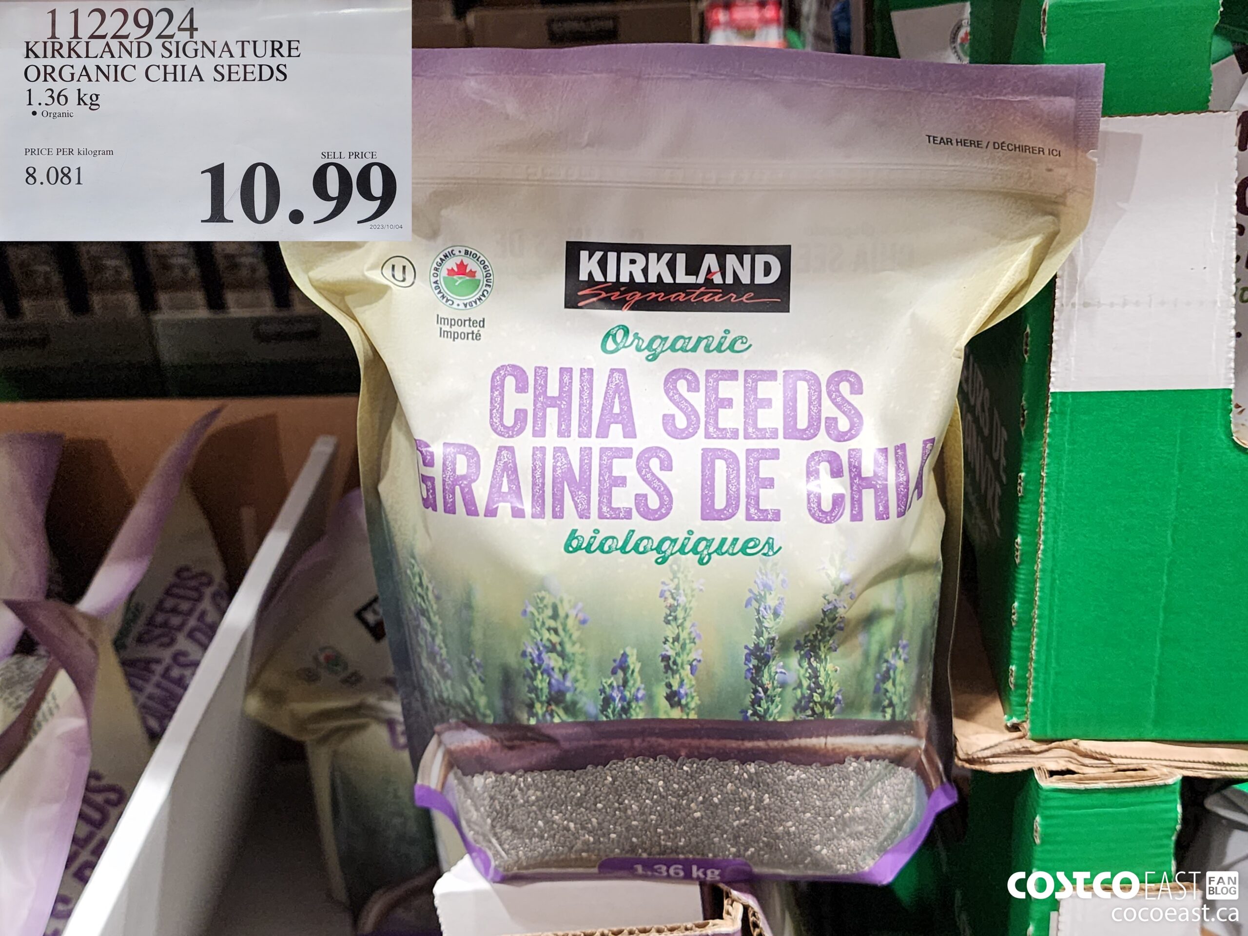 1122924 KIRKLAND SIGNATURE ORGANIC CHIA SEEDS 1.36 kg $10.99