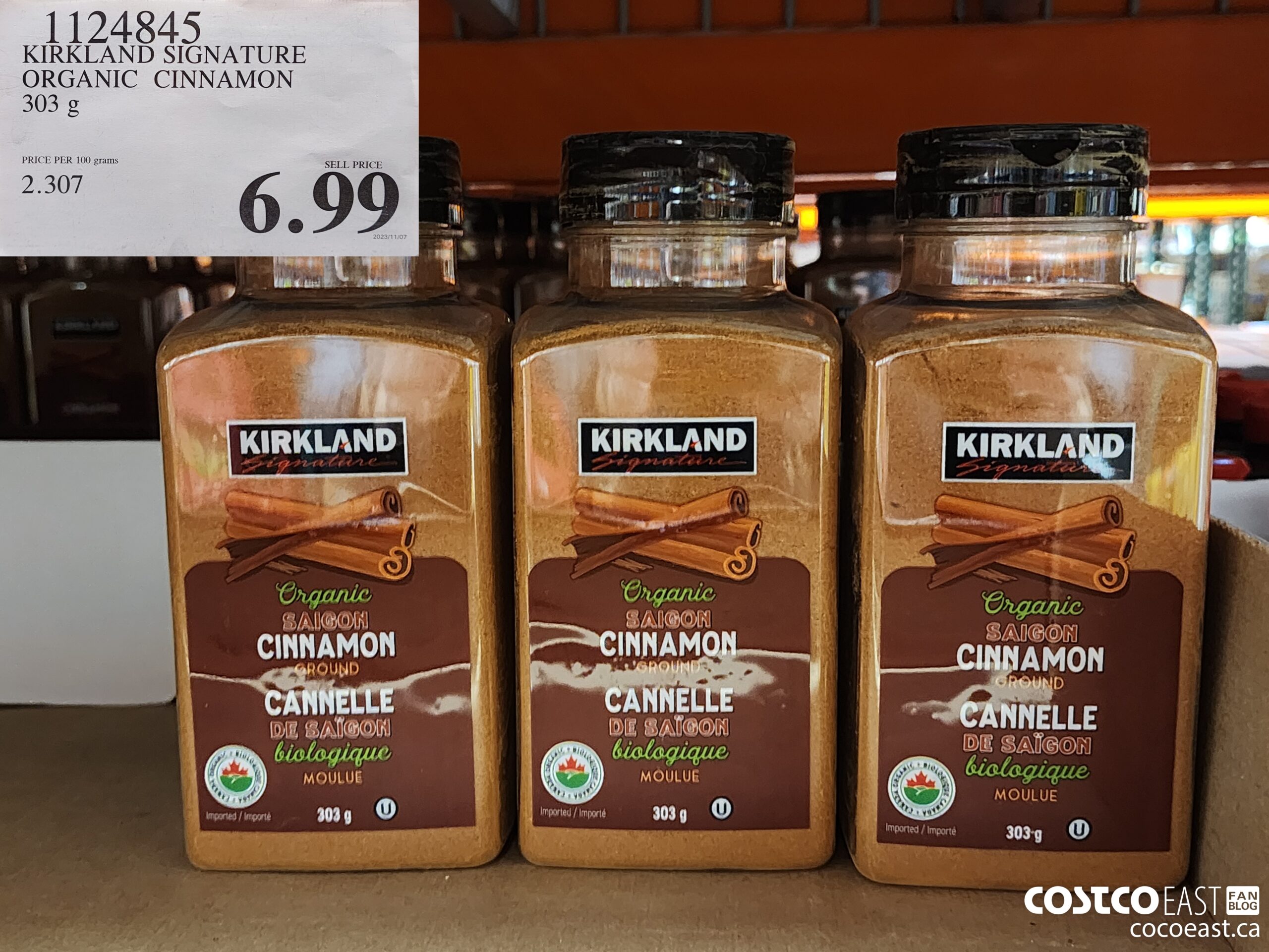 1124845 KIRKLAND SIGNATURE ORGANIC CINNAMON 303 g $6.99