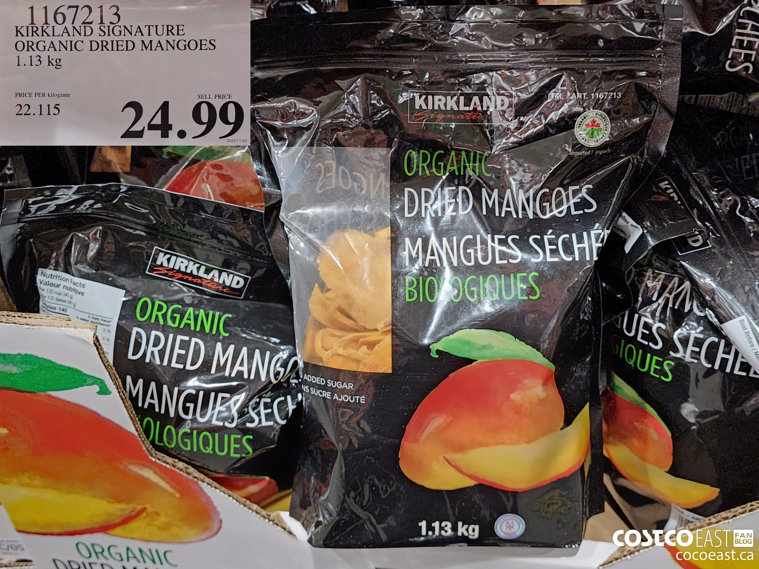 1167213 KIRKLAND SIGNATURE ORGANIC DRIED MANGOES 1.13 KG $24.99