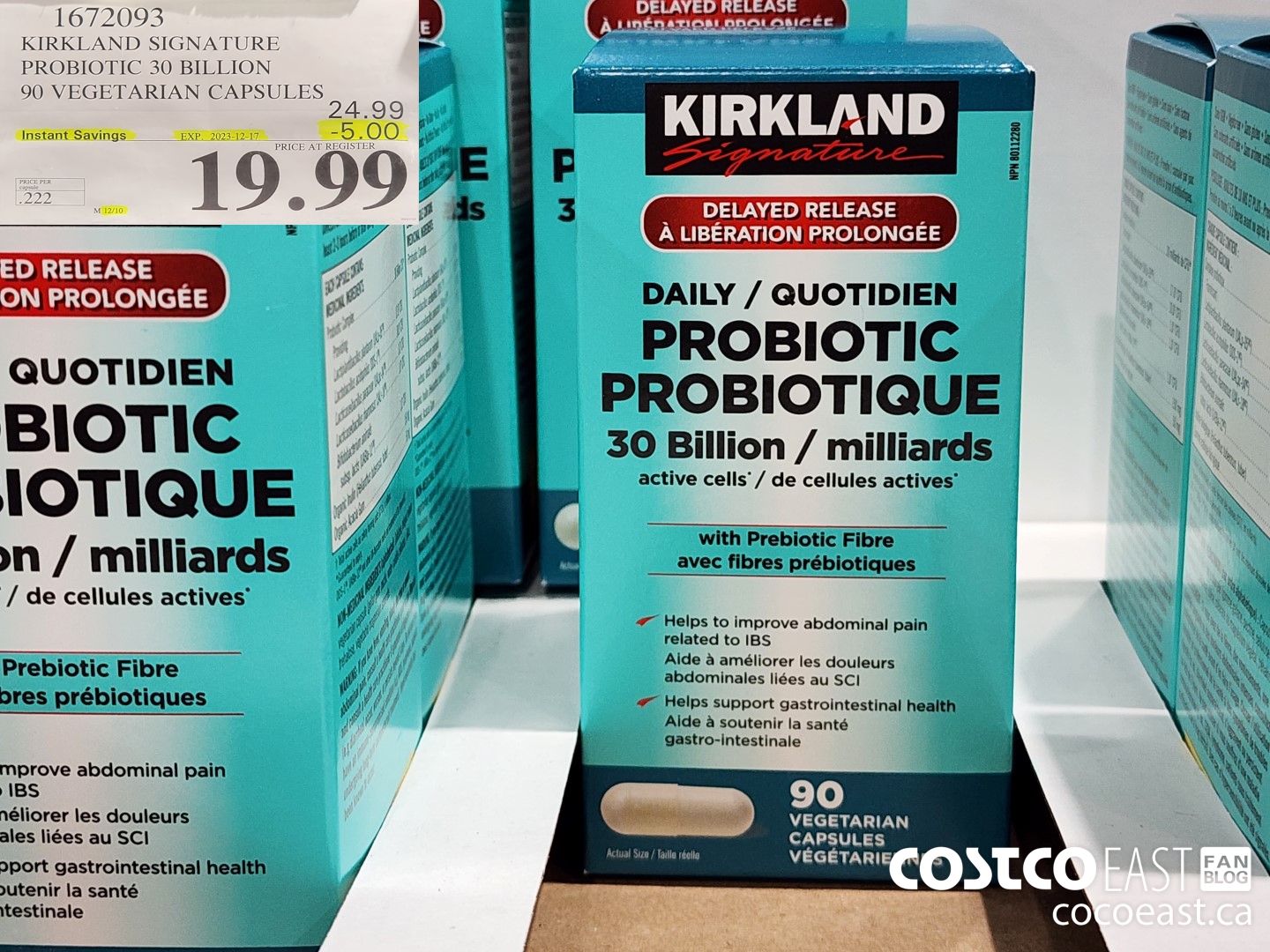 1672093 KIRKLAND SIGNATURE PROBIOTIC 30 BILLION 90 VEGETARIAN CAPSULES ($5.00 INSTANT SAVINGS EXPIRES ON 2023-12-17) $19.99