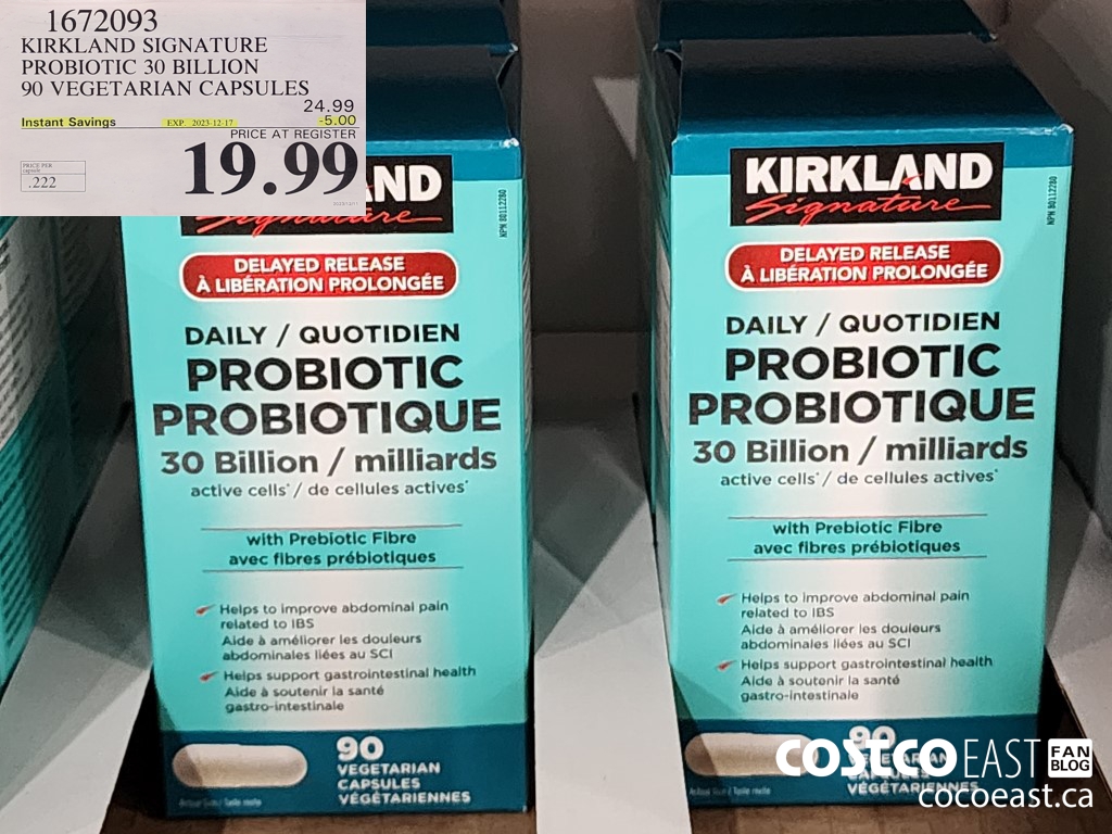 1672093 KIRKLAND SIGNATURE PROBIOTIC 30 BILLION 90 VEGETARIAN CAPSULES ($5.00 INSTANT SAVINGS EXPIRES ON 2023-12-17) $19.99