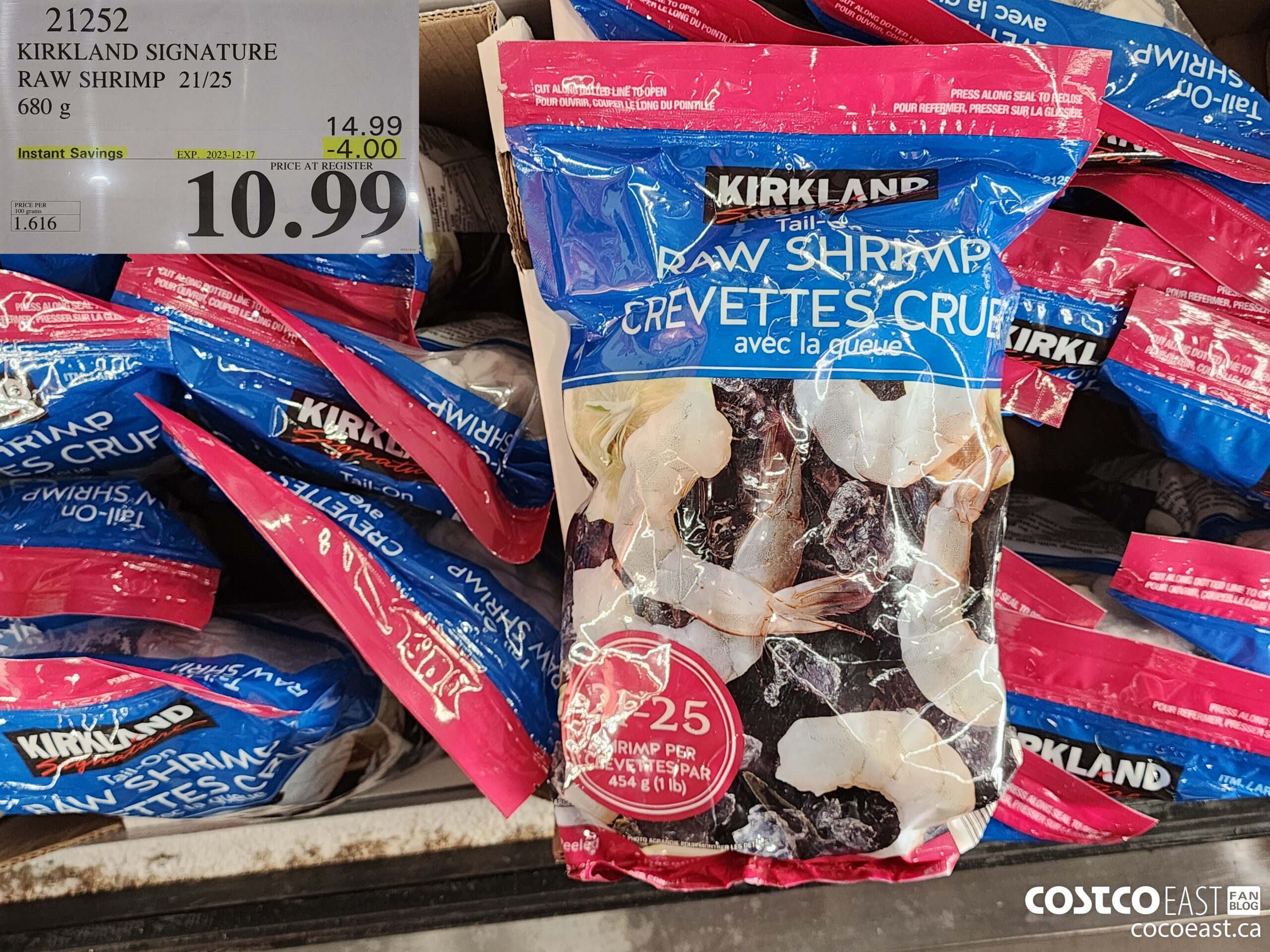 21252 KIRKLAND SIGNATURE RAW SHRIMP 21/25 680 g ($4.00 INSTANT SAVINGS EXPIRES ON 2023-12-17) $10.99