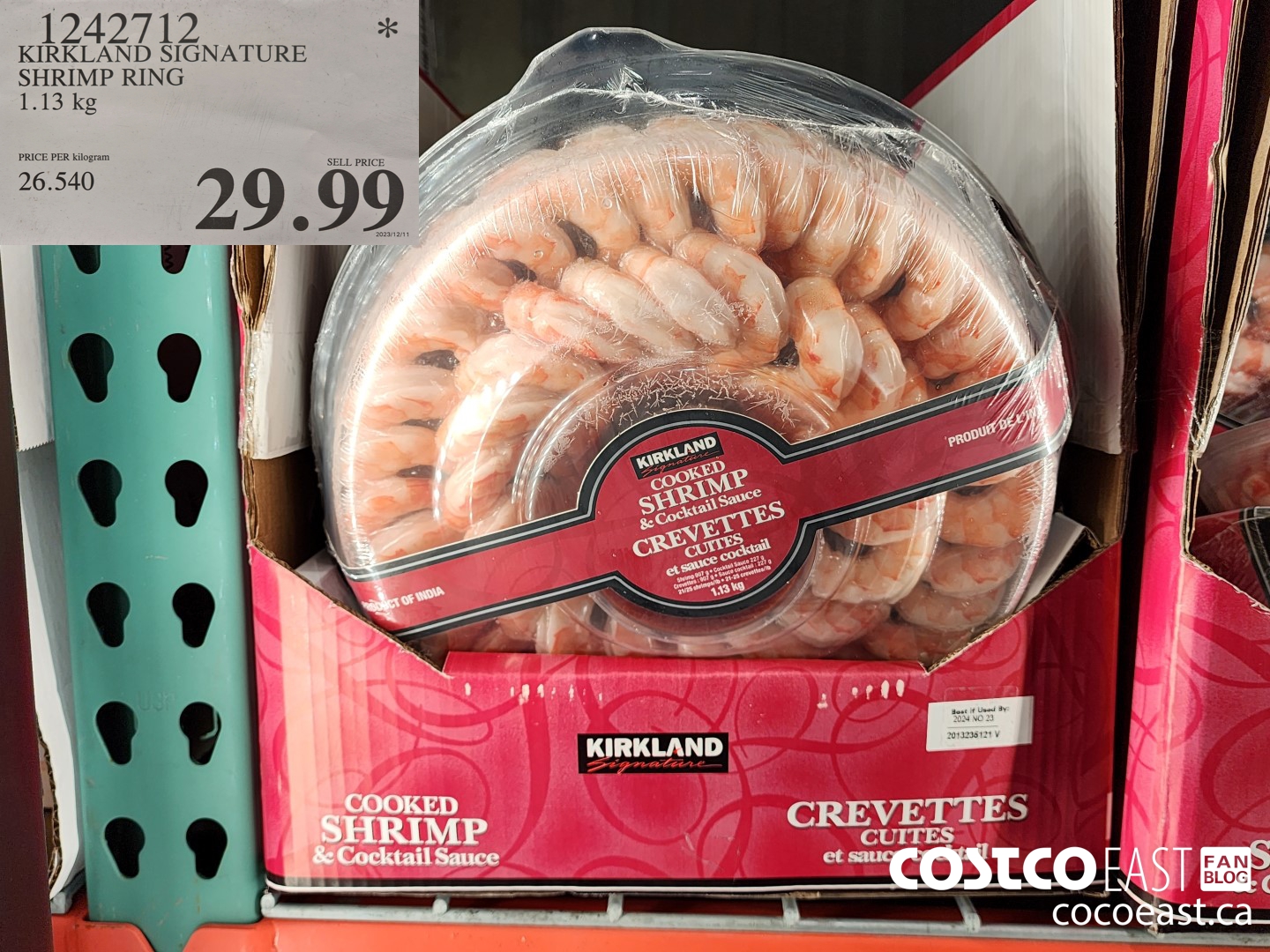 1242712 KIRKLAND SIGNATURE SHRIMP RING 1.13 KG $29.99