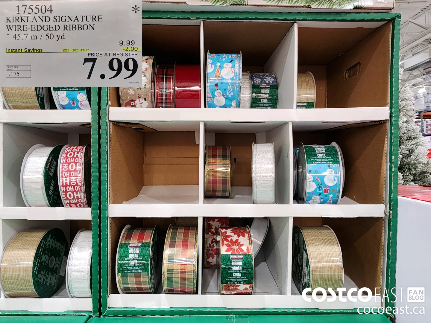 175504 KIRKLAND SIGNATURE WIRE-EDGED RIBBON 45.7 M / 50 YD ($2.00 INSTANT SAVINGS EXPIRES ON 2023-12-17) $7.99