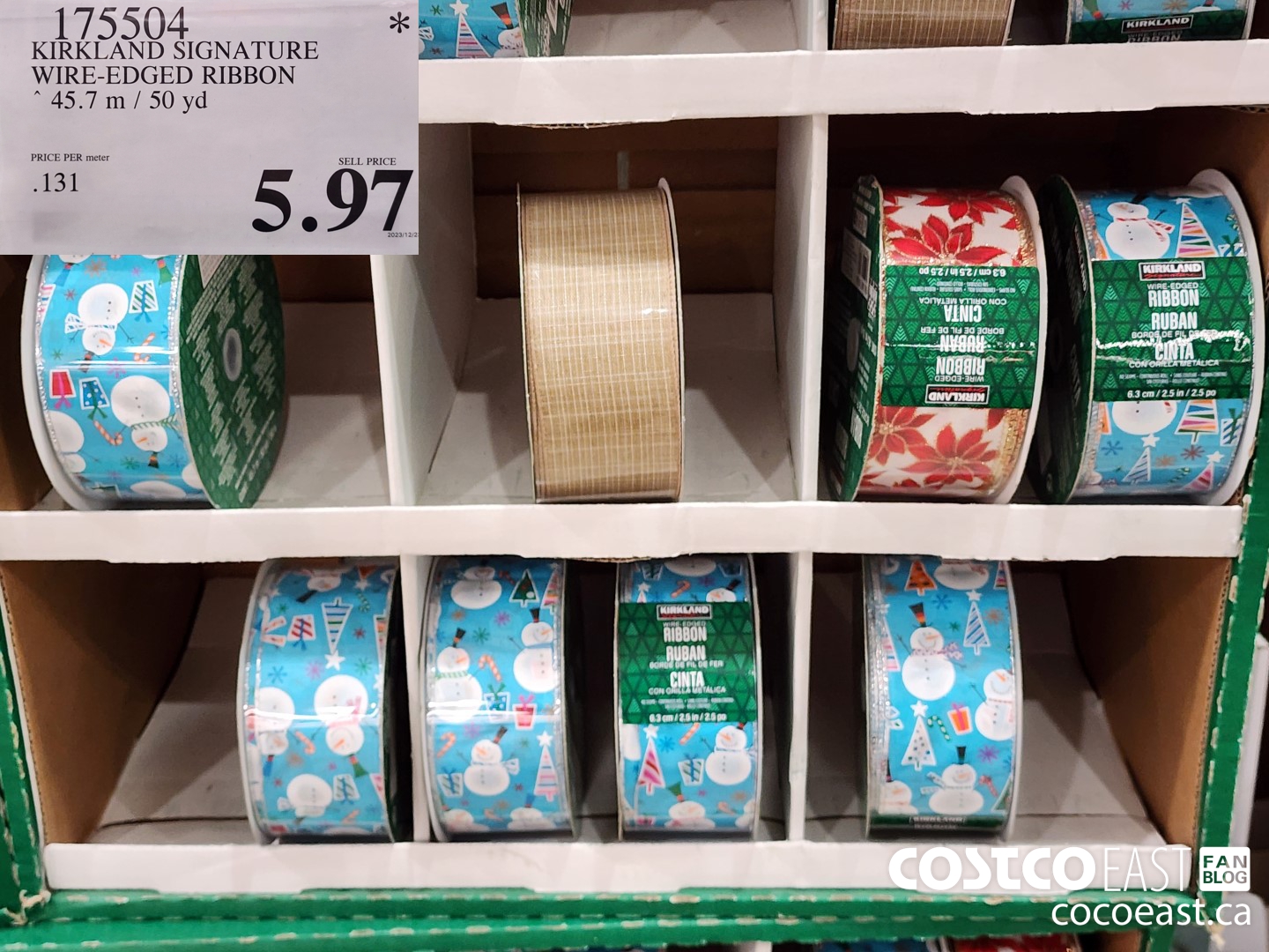 175504 KIRKLAND SIGNATURE WIRE-EDGED RIBBON 45.7 M / 50 YD $5.97