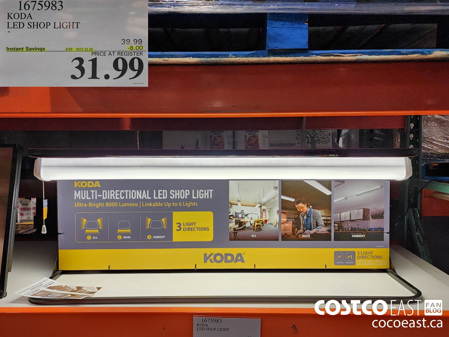 1675983 KODA LED SHOP LIGHT ($8.00 INSTANT SAVINGS EXPIRES ON 2023-12-24) $31.99