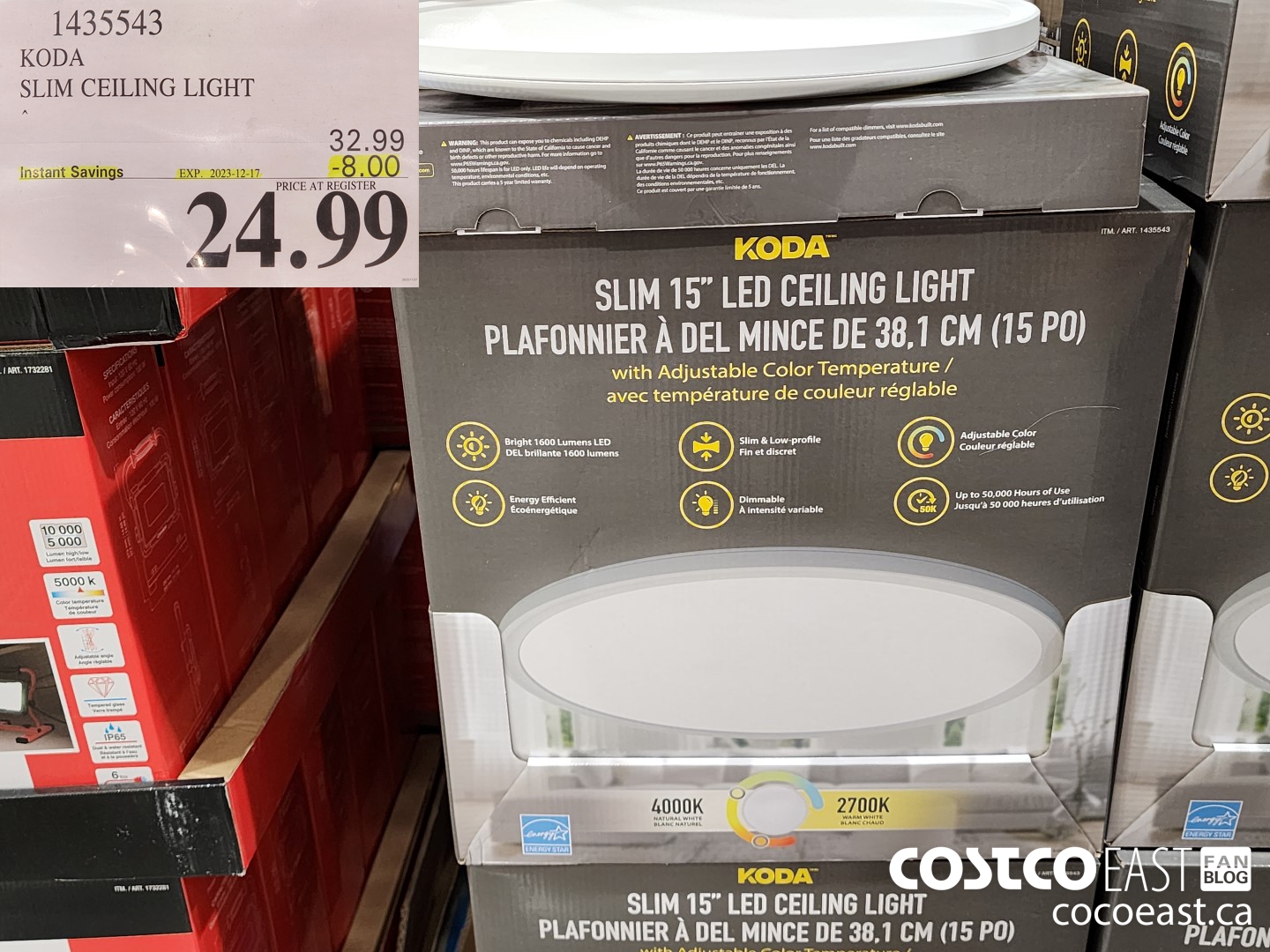 1435543 KODA SLIM CEILING LIGHT ($8.00 INSTANT SAVINGS EXPIRES ON 2023-12-17) $24.99