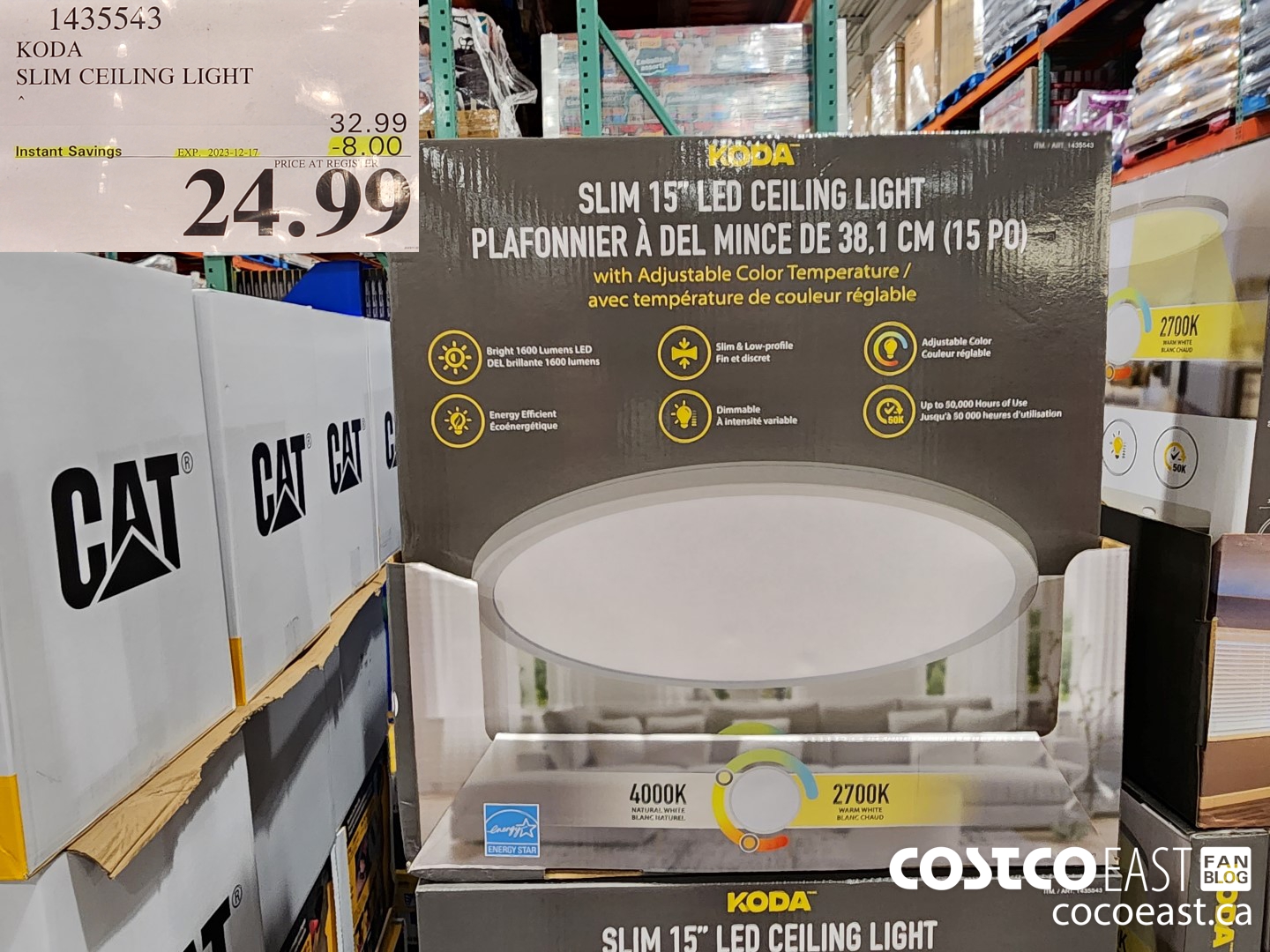 1435543 KODA SLIM CEILING LIGHT ($8.00 INSTANT SAVINGS EXPIRES ON 2023-12-17) $24.99