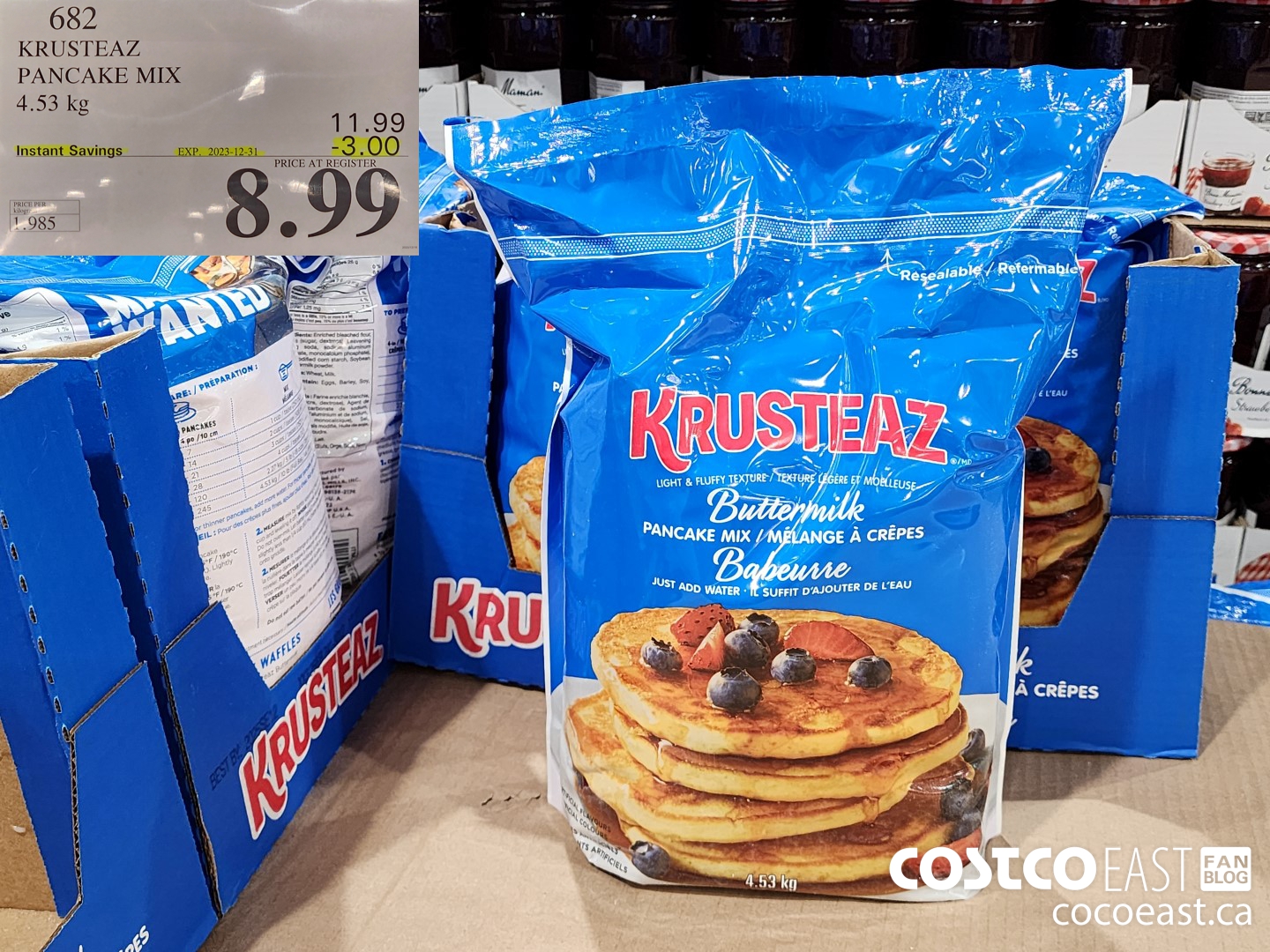 682 KRUSTEAZ PANCAKE MIX 4.53KG ($3.00 INSTANT SAVINGS EXPIRES ON 2023-12-31) $8.99