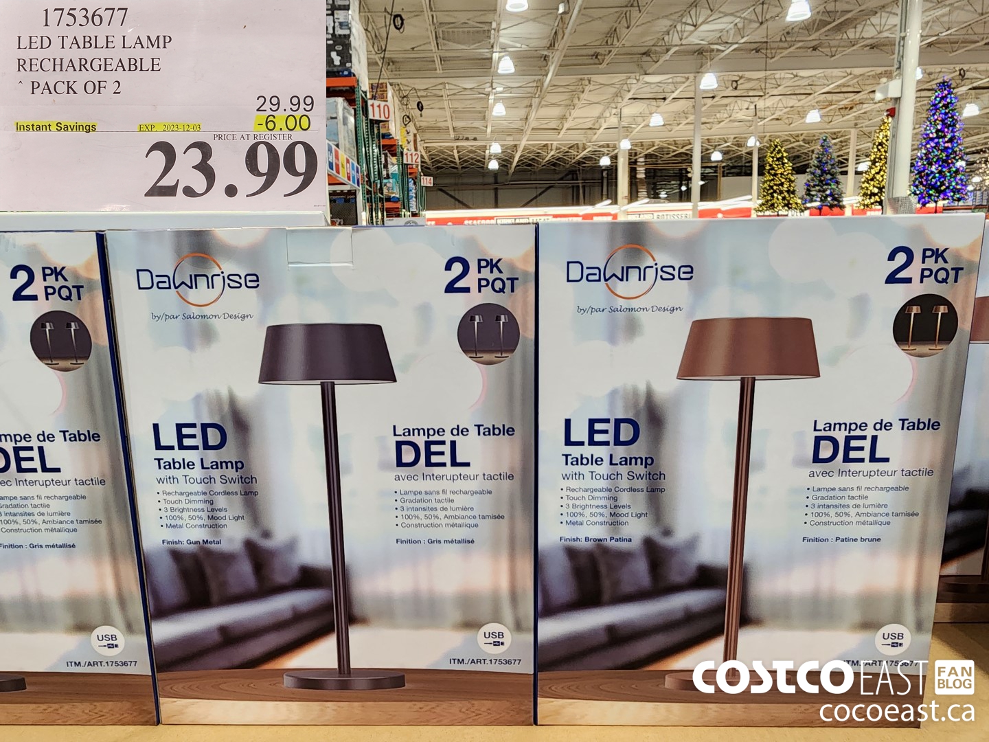 1753677 LED TABLE LAMP RECHARGEABLE PACK OF 2 ($6.00 INSTANT SAVINGS EXPIRES ON 2023-12-03) $23.99