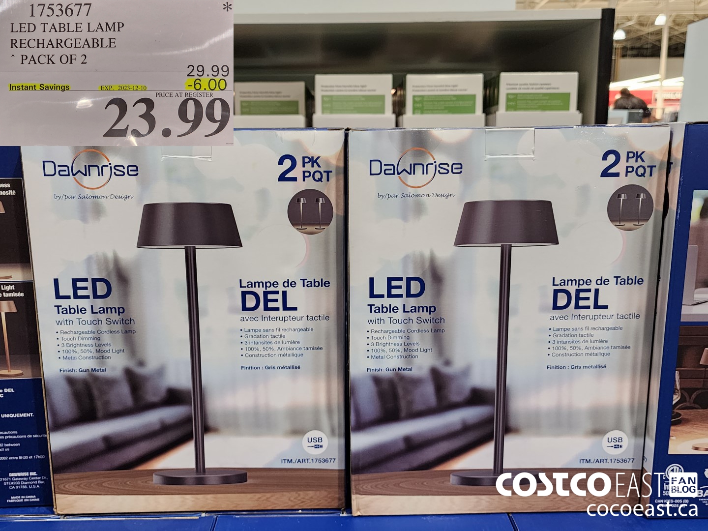 1753677 LED TABLE LAMP RECHARGEABLE PACK OF 2 ($6.00 INSTANT SAVINGS EXPIRES ON 2023-12-10) $23.99