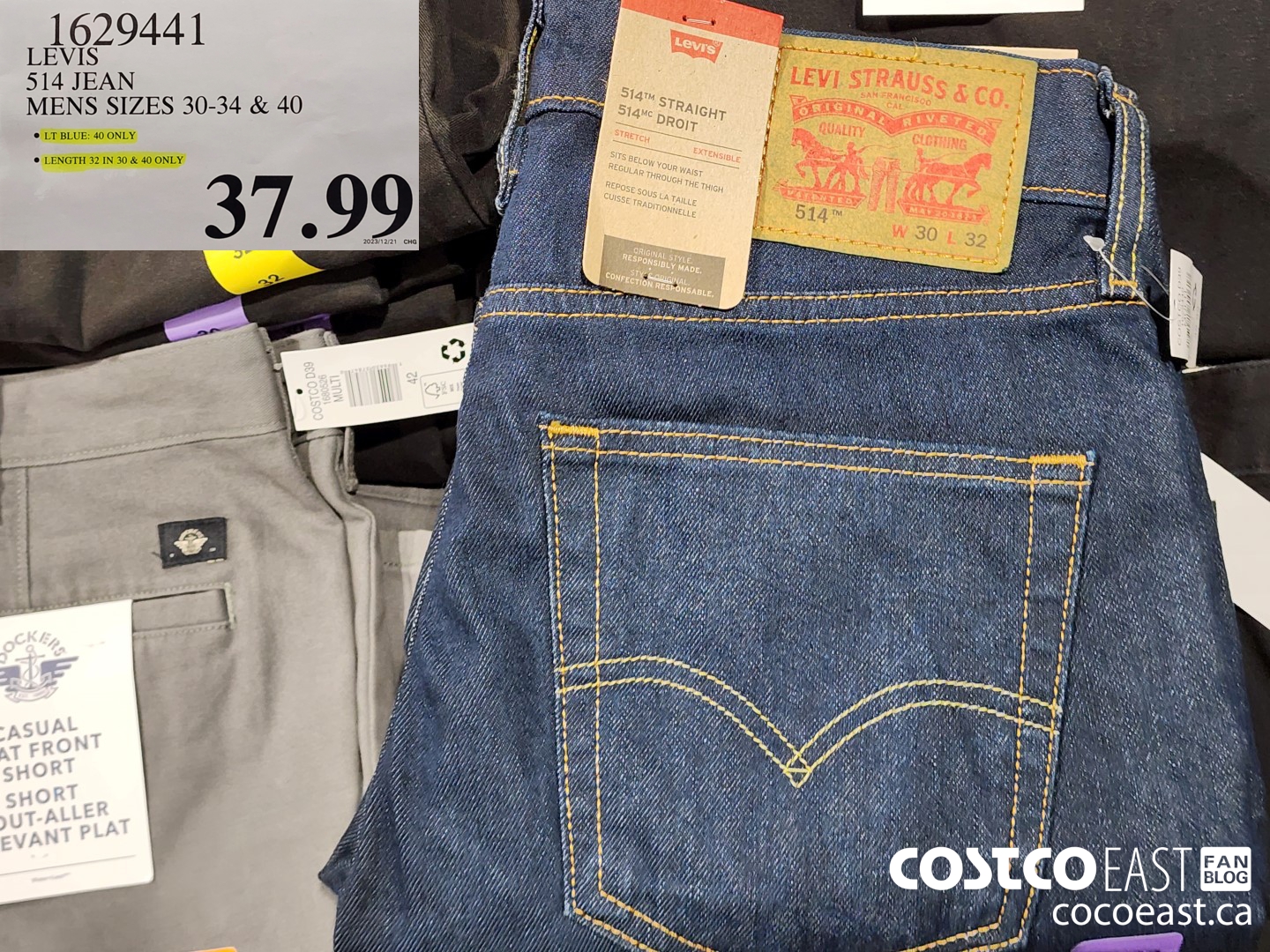 1629441 LEVIS 514 JEAN MENS SIZES 30-40 $37.99