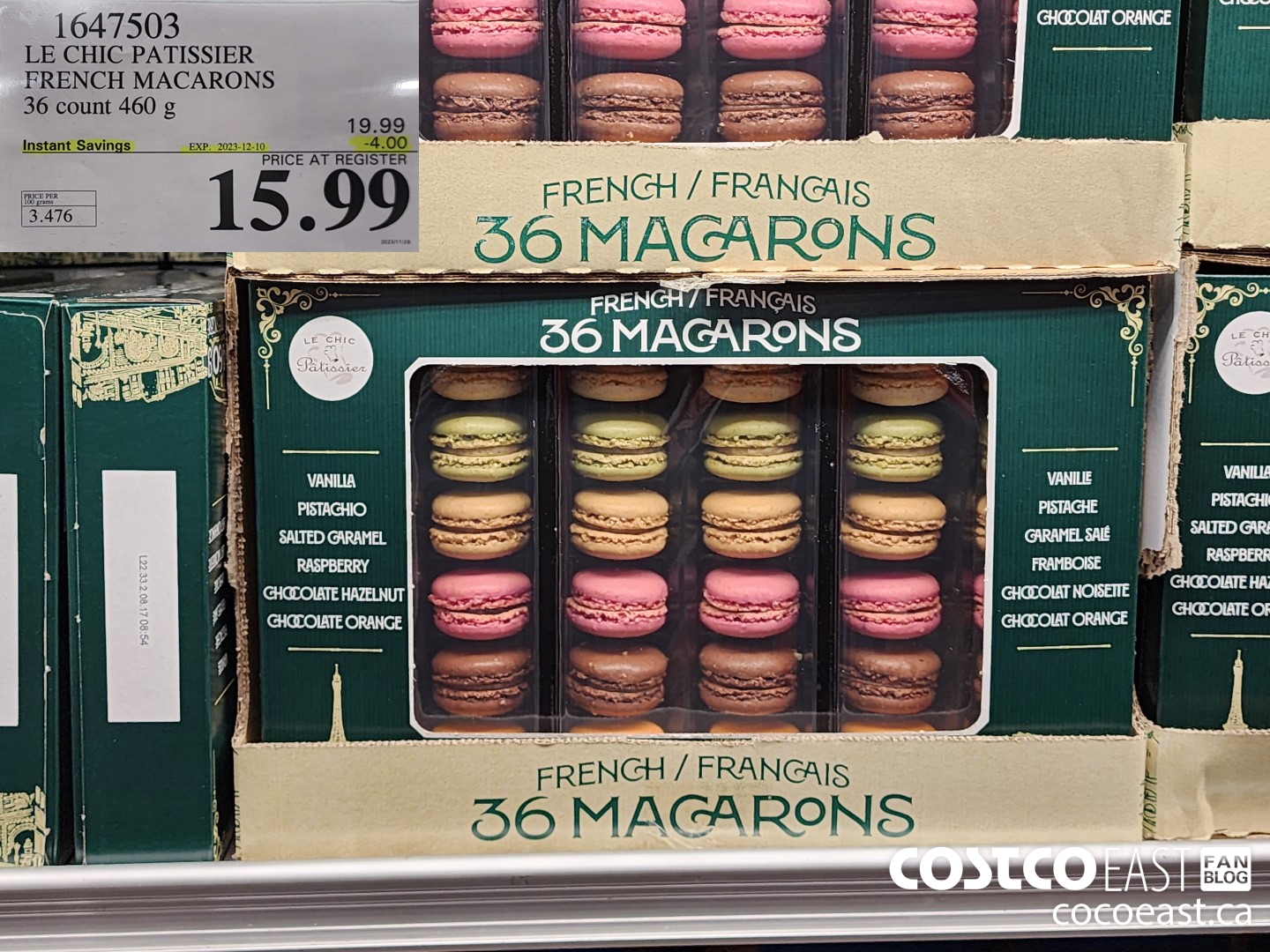1647503 LE CHIC PATISSIER FRENCH MACARONS 36 count 460 g ($4.00 INSTANT SAVINGS EXPIRES ON 2023-12-10) $15.99
