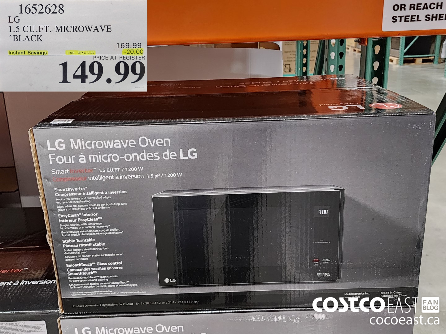 1652628 LG 1.5 CU.FT. MICROWAVE BLACK ($20.00 INSTANT SAVINGS EXPIRES ON 2023-12-27) $149.99