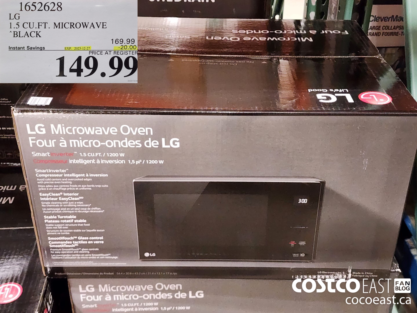 1652628 LG 1.5 CU.FT. MICROWAVE BLACK ($20.00 INSTANT SAVINGS EXPIRES ON 2023-12-27) $149.99