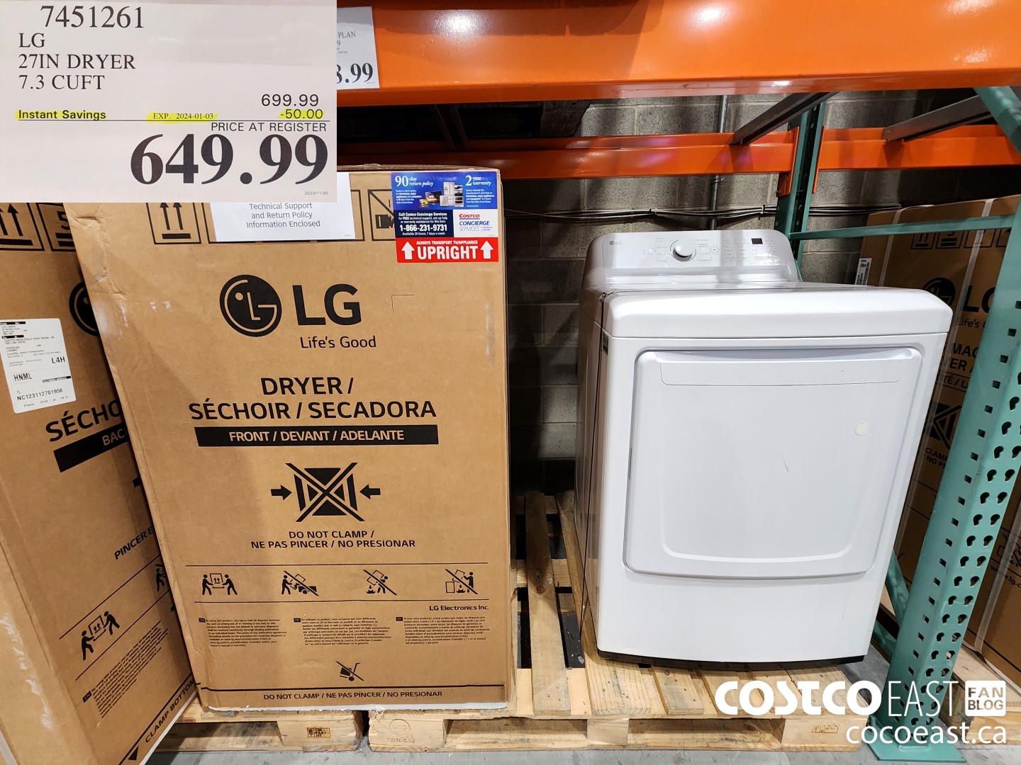 Costco Sales Flyer Sales Dec 18th 24th 2023 Ontario Atlantic   LG 27IN DRYER 73 CUFT  20231218 92694 