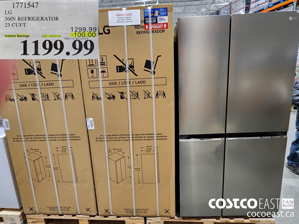1771547 LG 36IN REFRIGERATOR 23 CUFT ($100.00 INSTANT SAVINGS EXPIRES ON 2024-01-03) $1199.99