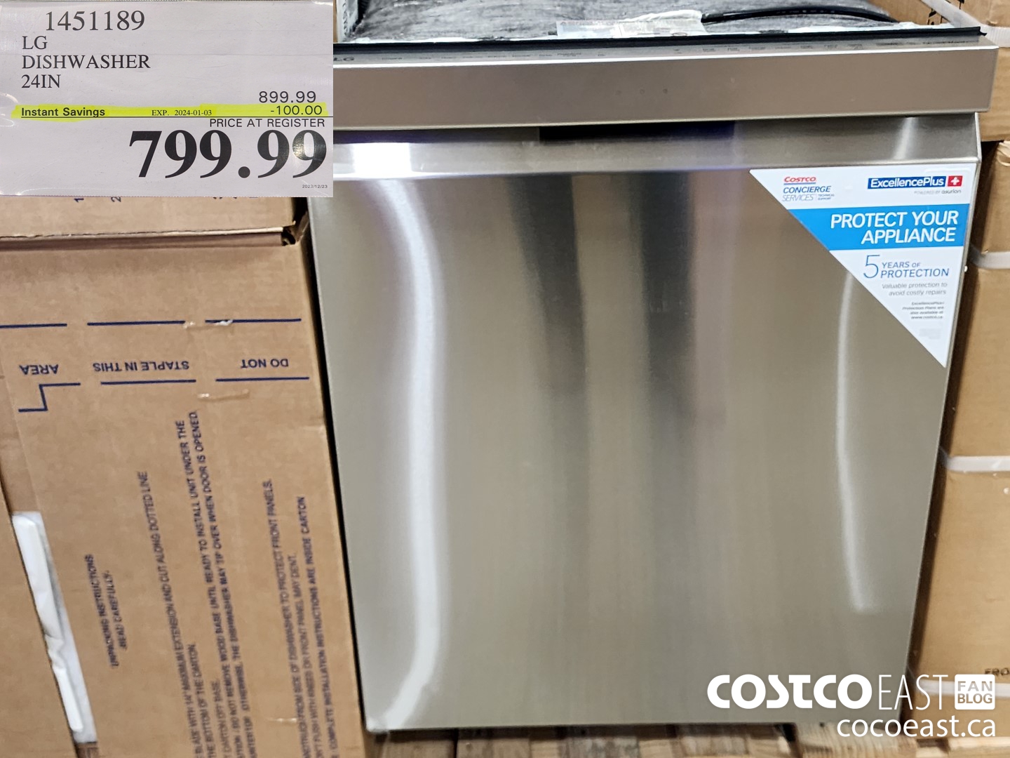 1451189 LG DISHWASHER 24IN ($100.00 INSTANT SAVINGS EXPIRES ON 2024-01-03) $799.99