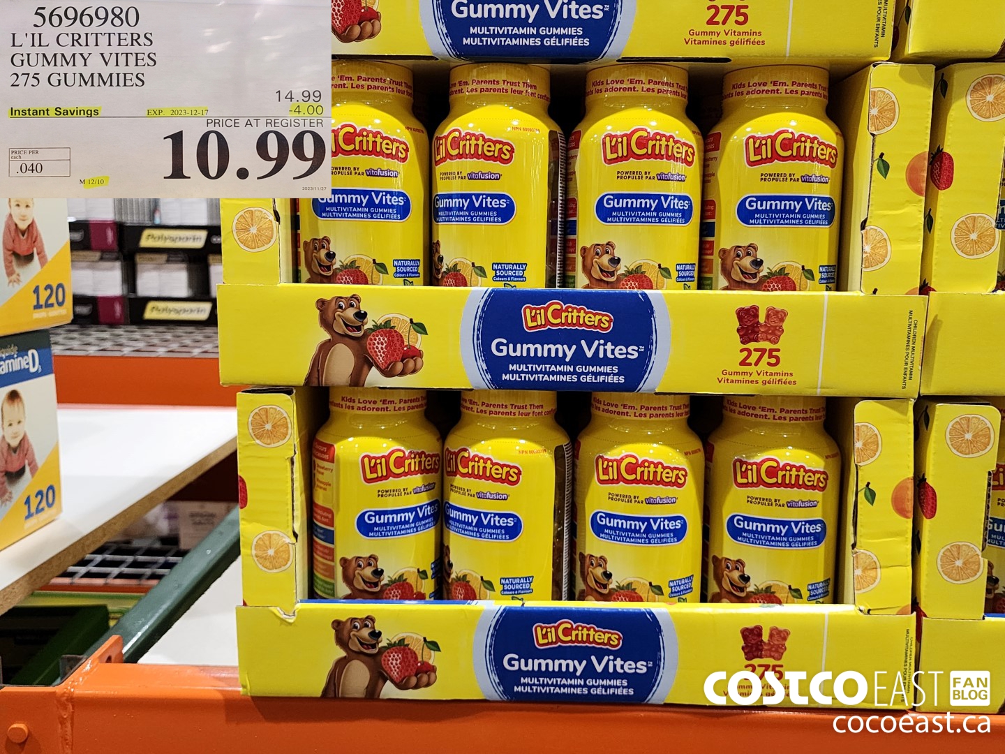 5696980 L'IL CRITTERS GUMMY VITES 275 GUMMIES ($4.00 INSTANT SAVINGS EXPIRES ON 2023-12-17) $10.99