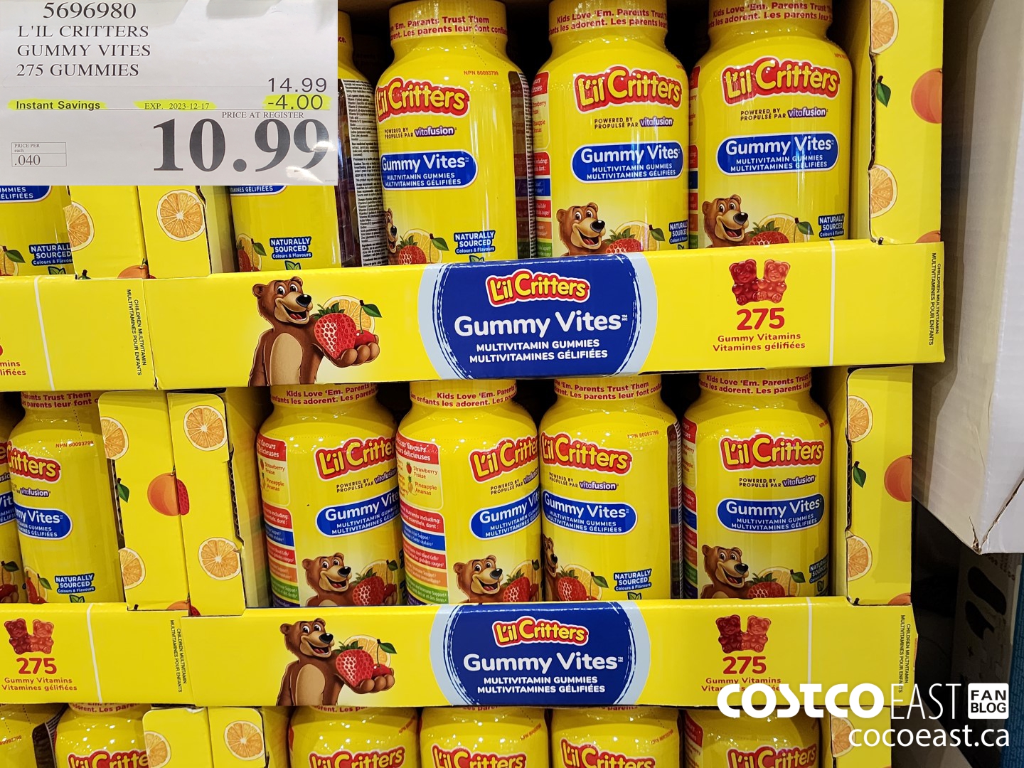 5696980 L'IL CRITTERS GUMMY VITES 275 GUMMIES ($4.00 INSTANT SAVINGS EXPIRES ON 2023-12-17) $10.99