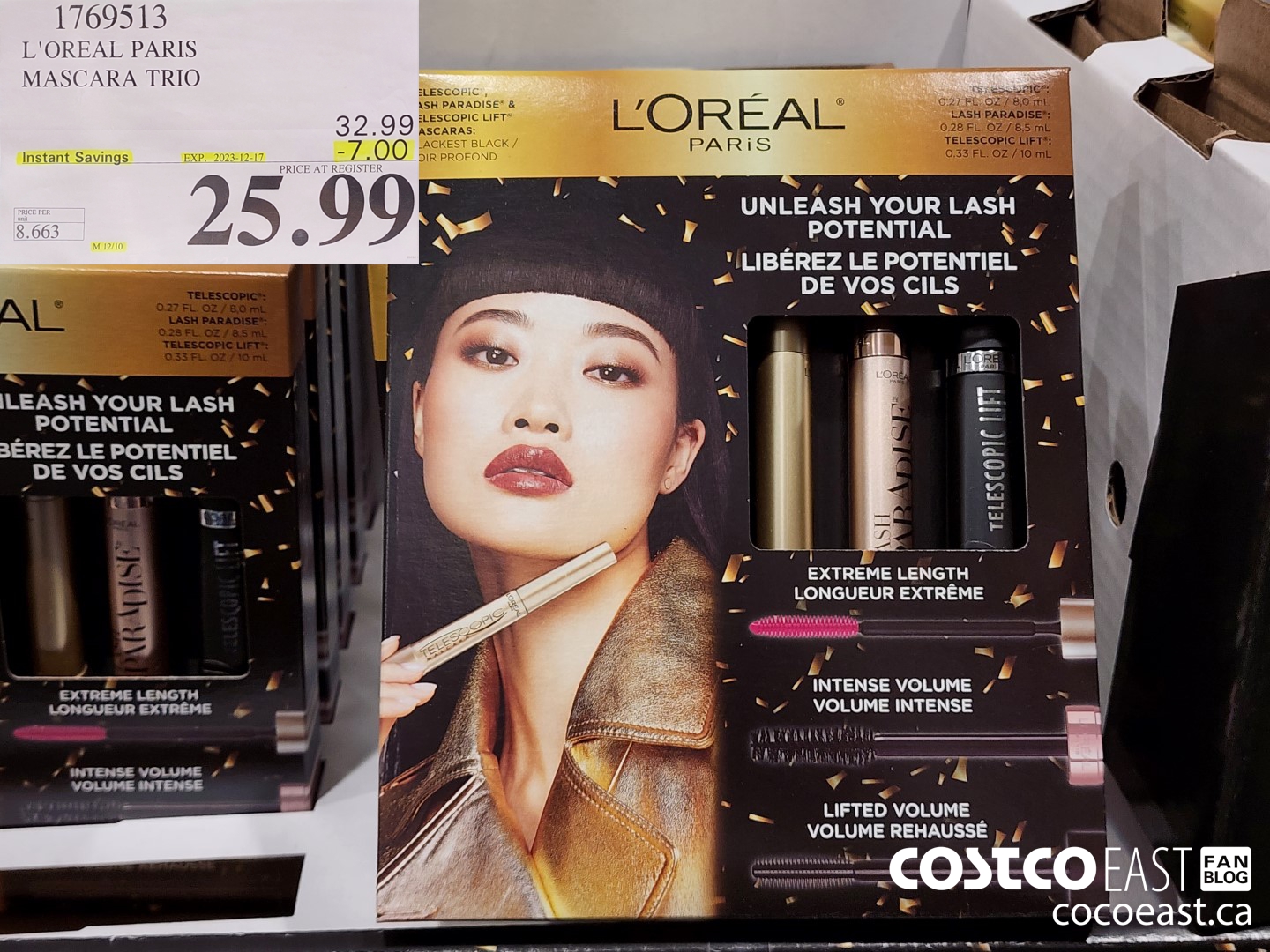 1769513 L'OREAL PARIS MASCARA TRIO ($7.00 INSTANT SAVINGS EXPIRES ON 2023-12-17) $25.99