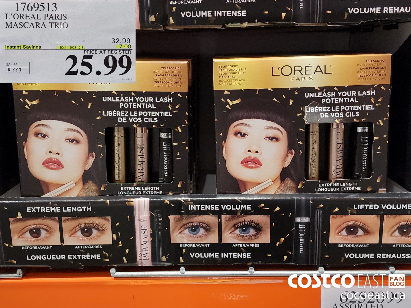 1769513 L'OREAL PARIS MASCARA TRIO ($7.00 INSTANT SAVINGS EXPIRES ON 2023-12-31) $25.99