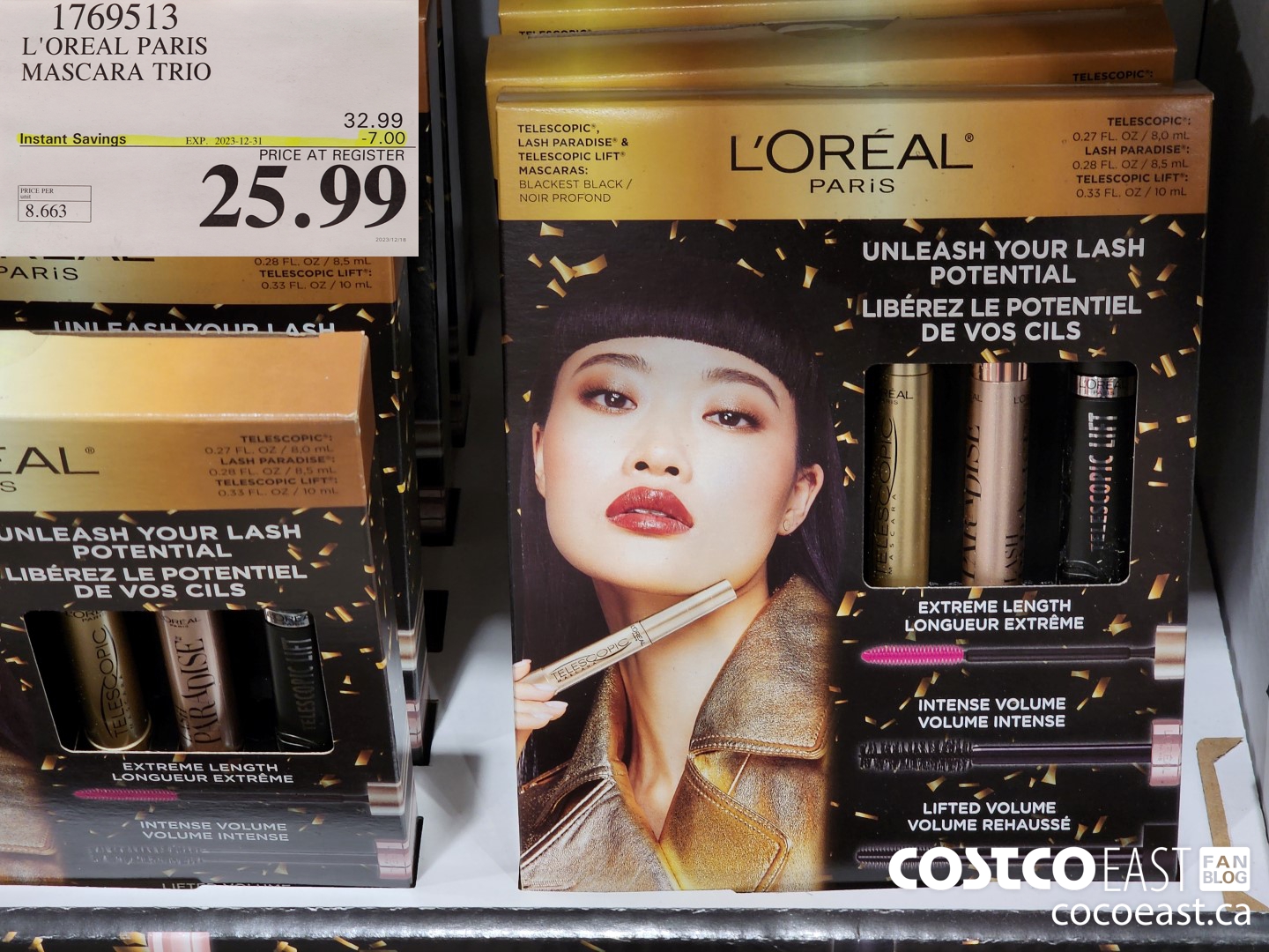 1769513 L'OREAL PARIS MASCARA TRIO ($7.00 INSTANT SAVINGS EXPIRES ON 2023-12-31) $25.99