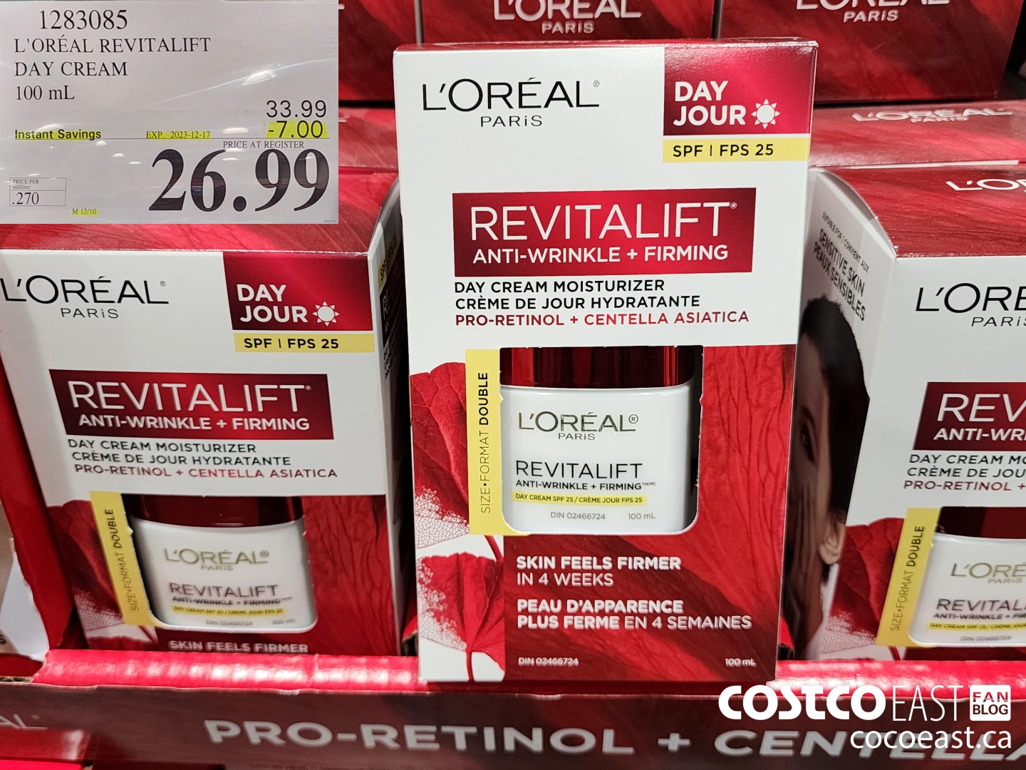 1283085 L'OREAL REVITALIFT DAY CREAM 100 mL ($7.00 INSTANT SAVINGS EXPIRES ON 2023-12-17) $26.99