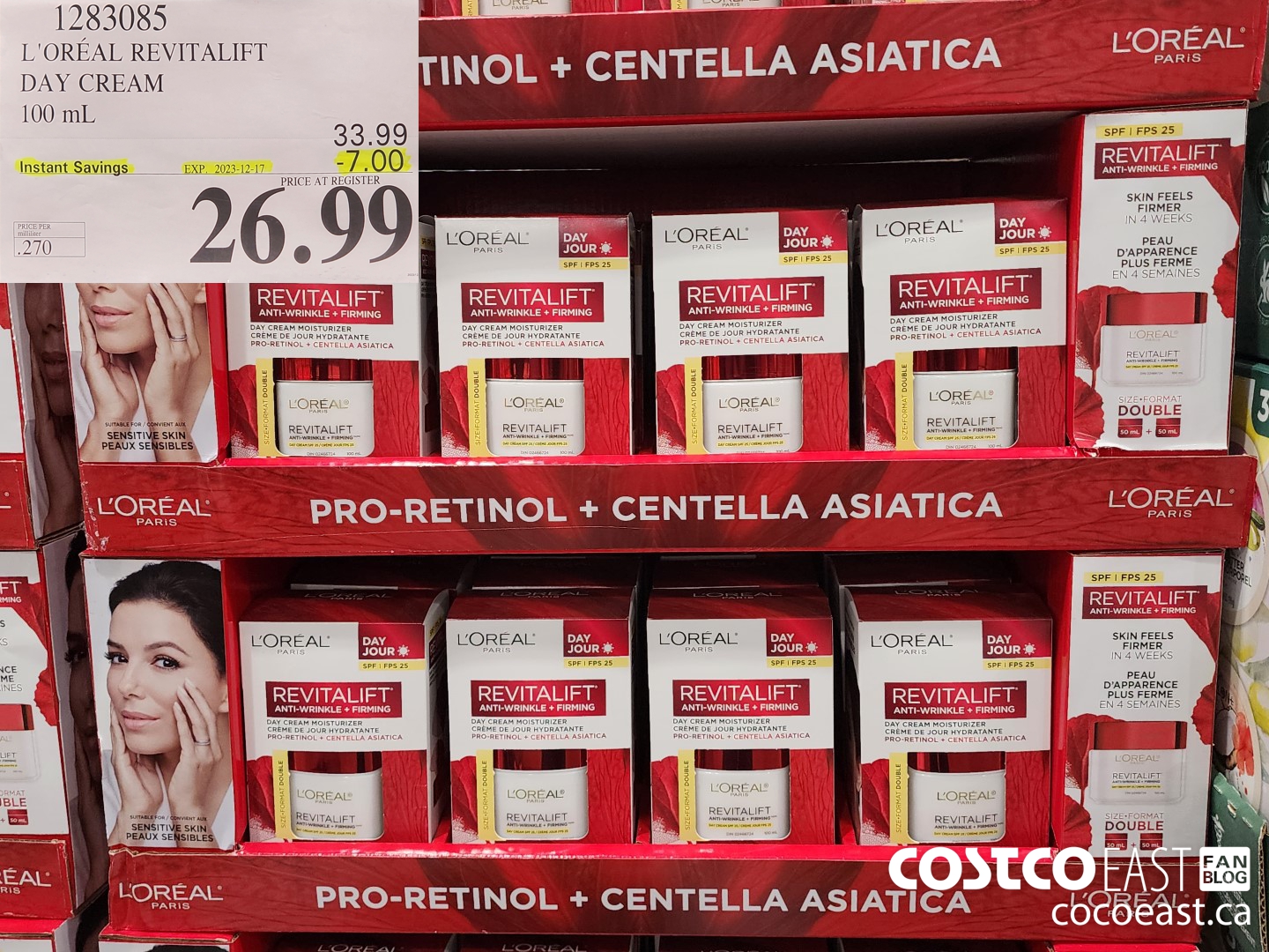 1283085 L'OREAL REVITALIFT DAY CREAM 100 mL ($7.00 INSTANT SAVINGS EXPIRES ON 2023-12-17) $26.99