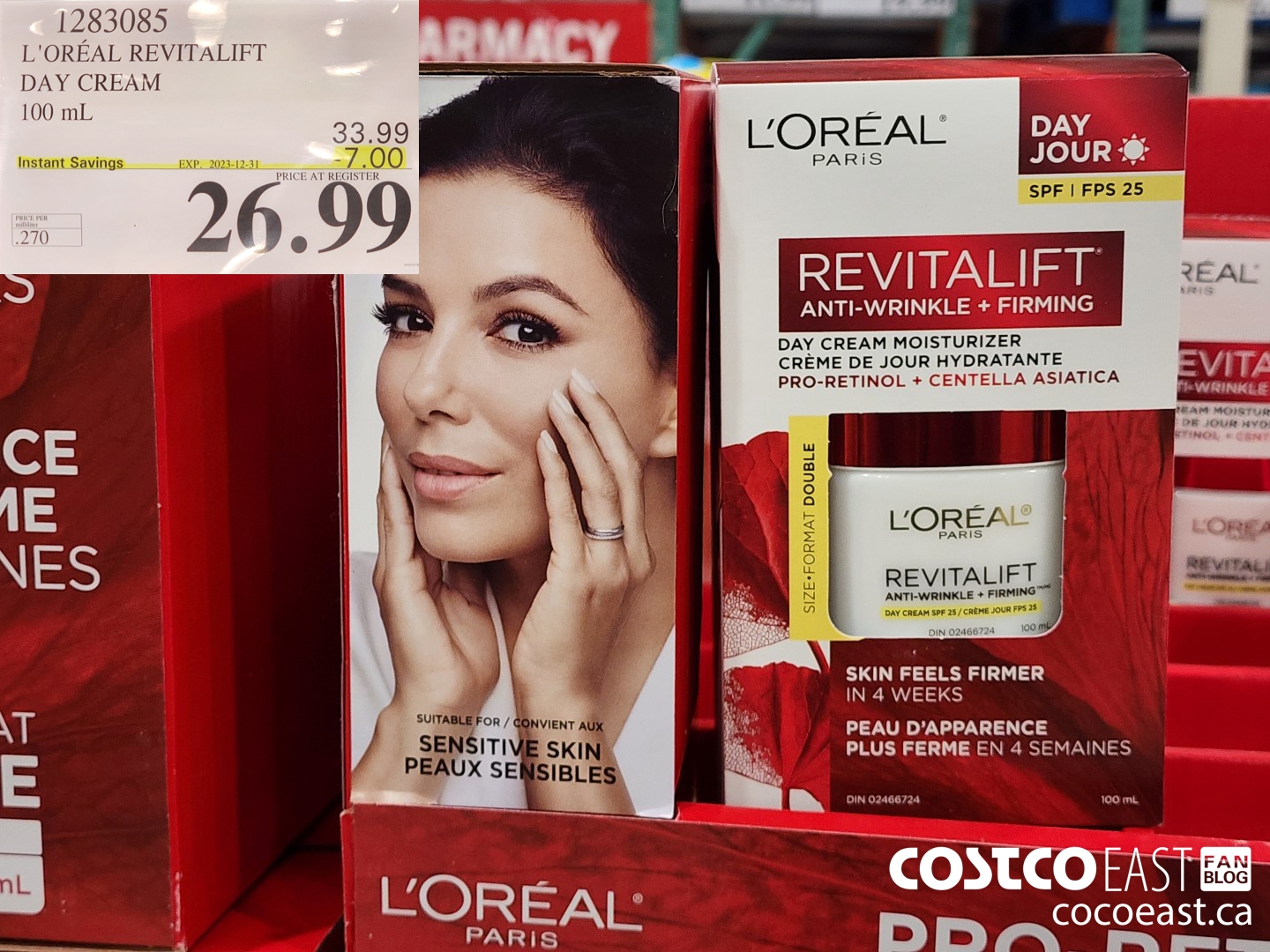 1283085 L'OREAL REVITALIFT DAY CREAM 100 mL ($7.00 INSTANT SAVINGS EXPIRES ON 2023-12-31) $26.99