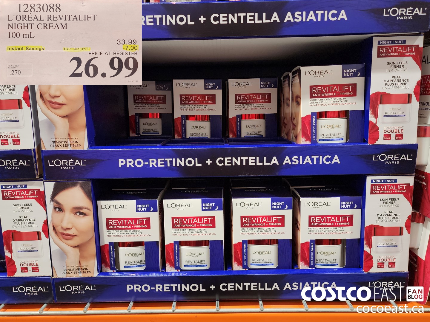 1283088 L'OREAL REVITALIFT NIGHT CREAM 100 mL ($7.00 INSTANT SAVINGS EXPIRES ON 2023-12-17) $26.99