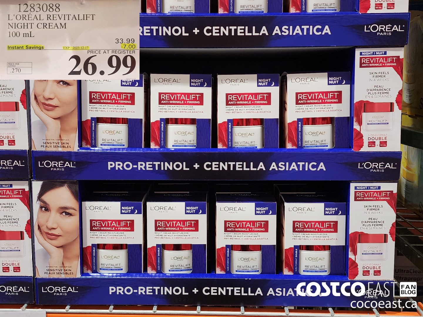 1283088 L'OREAL REVITALIFT NIGHT CREAM 100 mL ($7.00 INSTANT SAVINGS EXPIRES ON 2023-12-17) $26.99