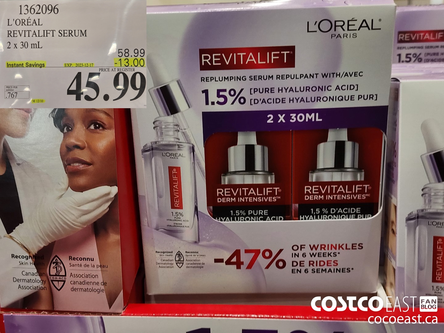 1362096 L'OREAL REVITALIFT SERUM 2 x 30 mL ($13.00 INSTANT SAVINGS EXPIRES ON 2023-12-17) $45.99