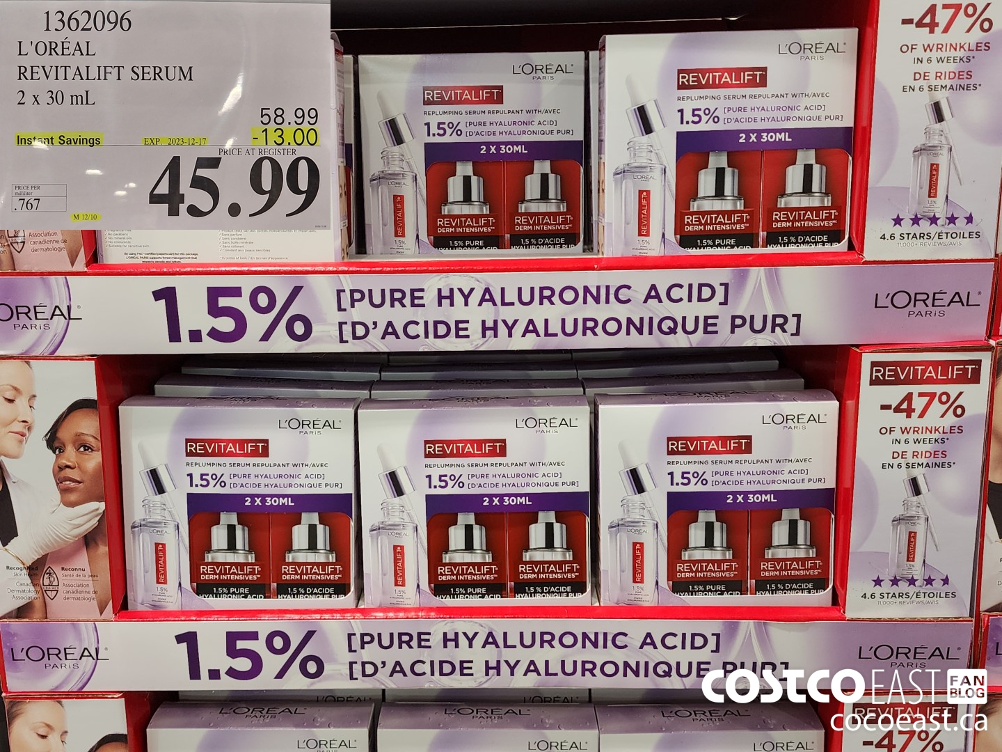 1362096 L'OREAL REVITALIFT SERUM 2 x 30 mL ($13.00 INSTANT SAVINGS EXPIRES ON 2023-12-17) $45.99