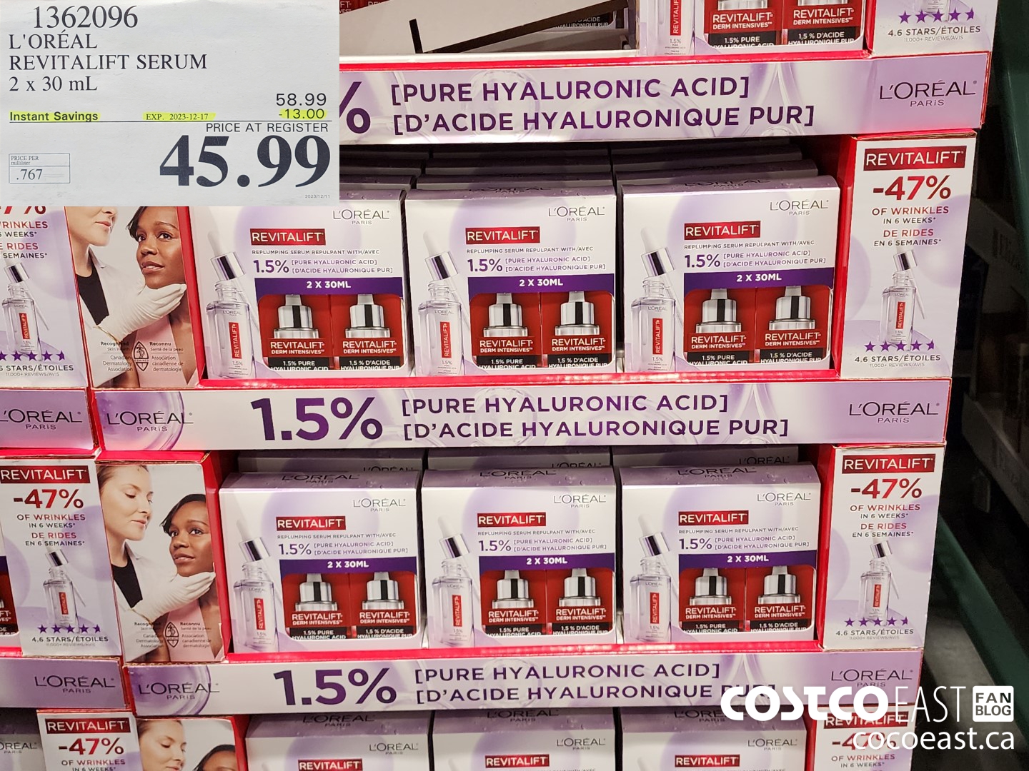 1362096 L'OREAL REVITALIFT SERUM 2 x 30 mL ($13.00 INSTANT SAVINGS EXPIRES ON 2023-12-17) $45.99