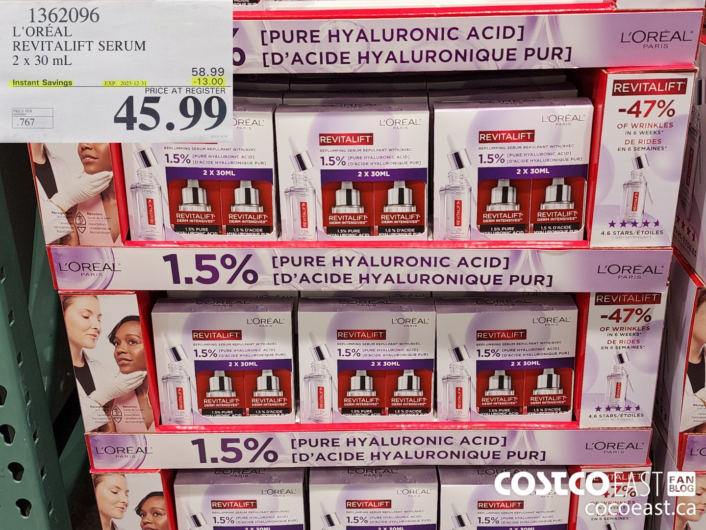 1362096 L'OREAL REVITALIFT SERUM 2 x 30 mL ($13.00 INSTANT SAVINGS EXPIRES ON 2023-12-31) $45.99