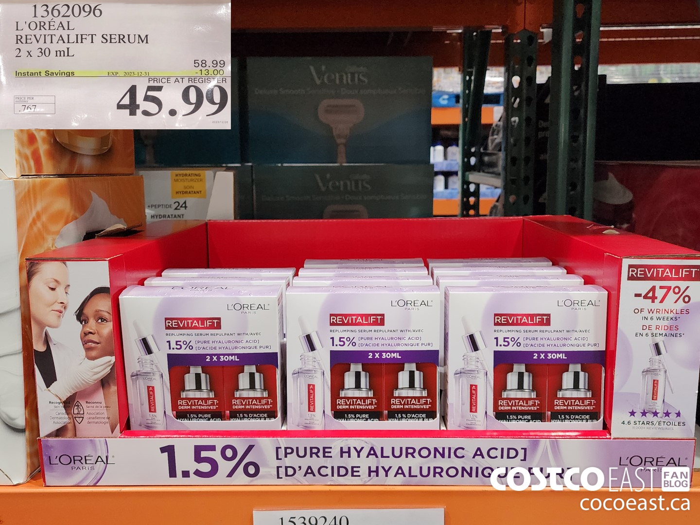 1362096 L'OREAL REVITALIFT SERUM 2 x 30 mL ($13.00 INSTANT SAVINGS EXPIRES ON 2023-12-31) $45.99