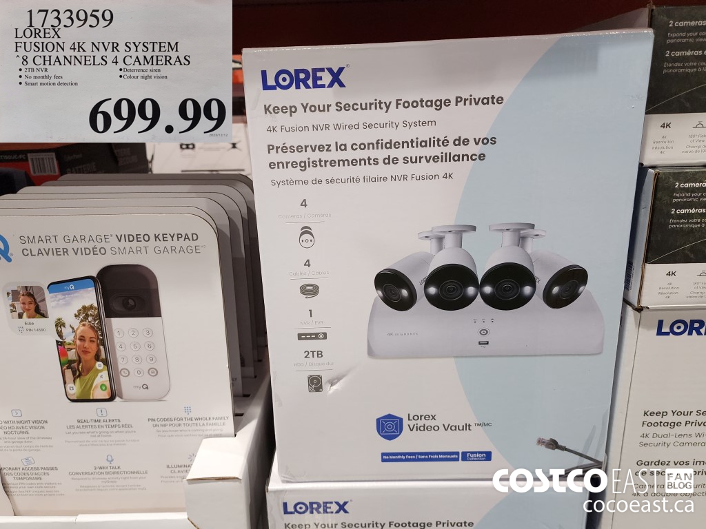 1733959 LOREX FUSION 4K NVR SYSTEM 8 CHANNELS 4 CAMERAS $699.99