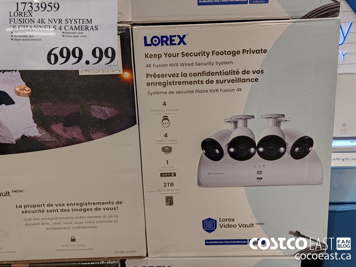 1733959 LOREX FUSION 4K NVR SYSTEM 8 CHANNELS 4 CAMERAS $699.99