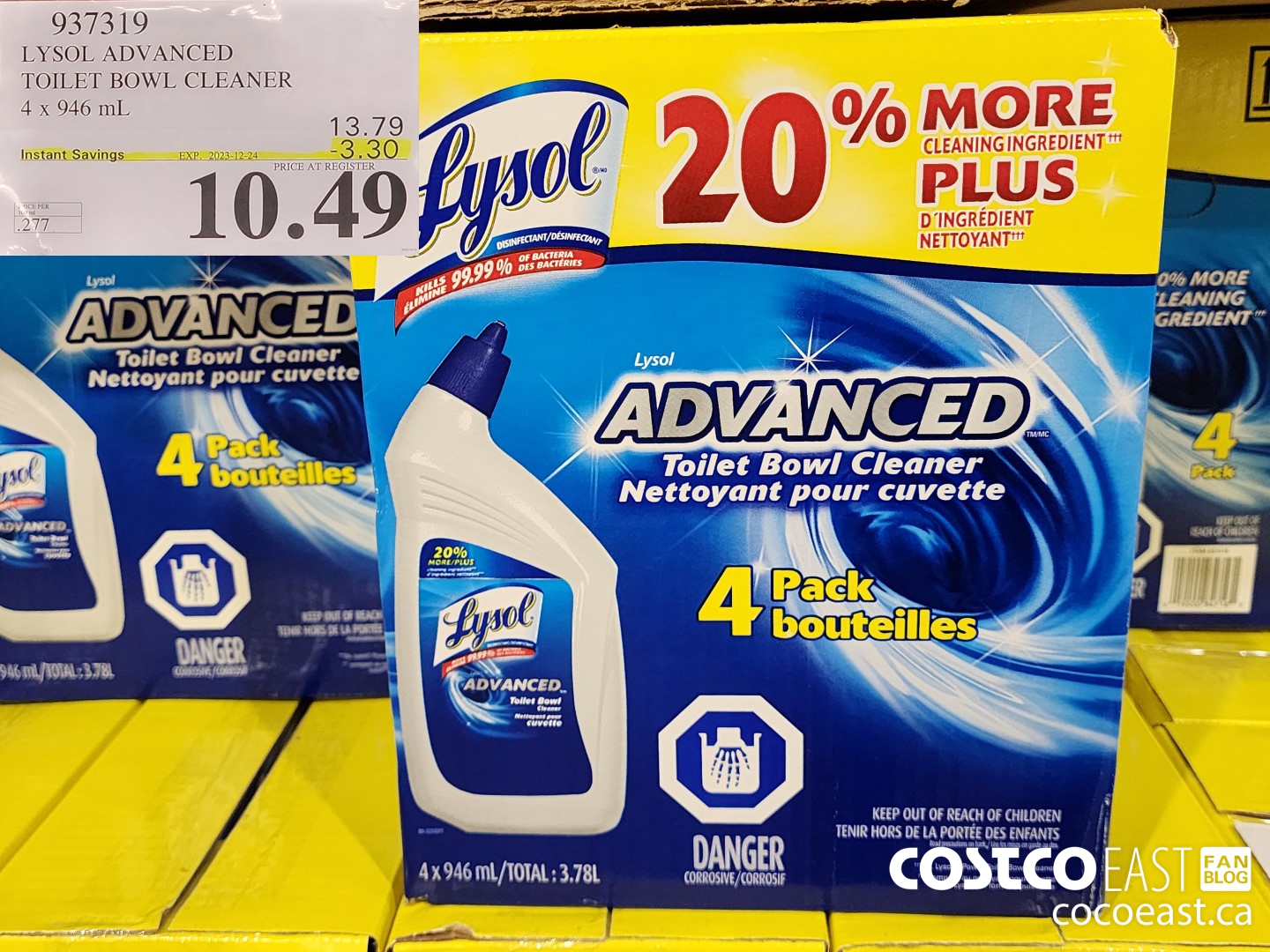 937319 LYSOL ADVANCED TOILET BOWL CLEANER 4 X 946 ML ($3.30 INSTANT SAVINGS EXPIRES ON 2023-12-24) $10.49