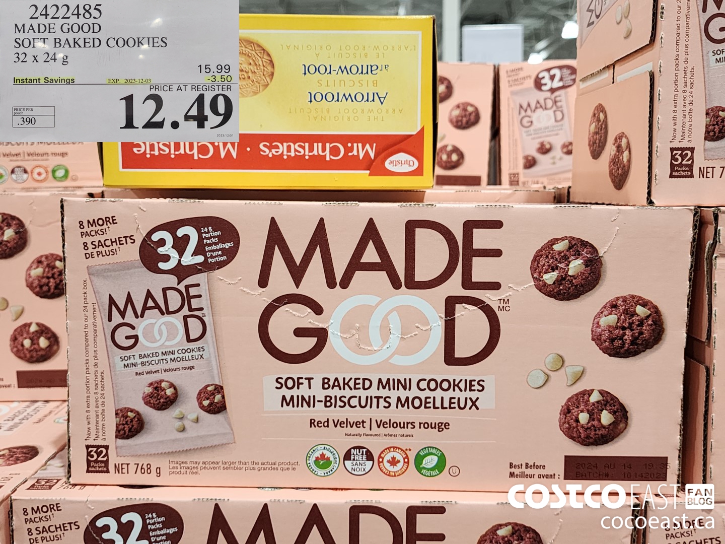 2422485 MADE GOOD SOFT BAKED COOKIES 32 x 24G ($3.50 INSTANT SAVINGS EXPIRES ON 2023-12-03) $12.49
