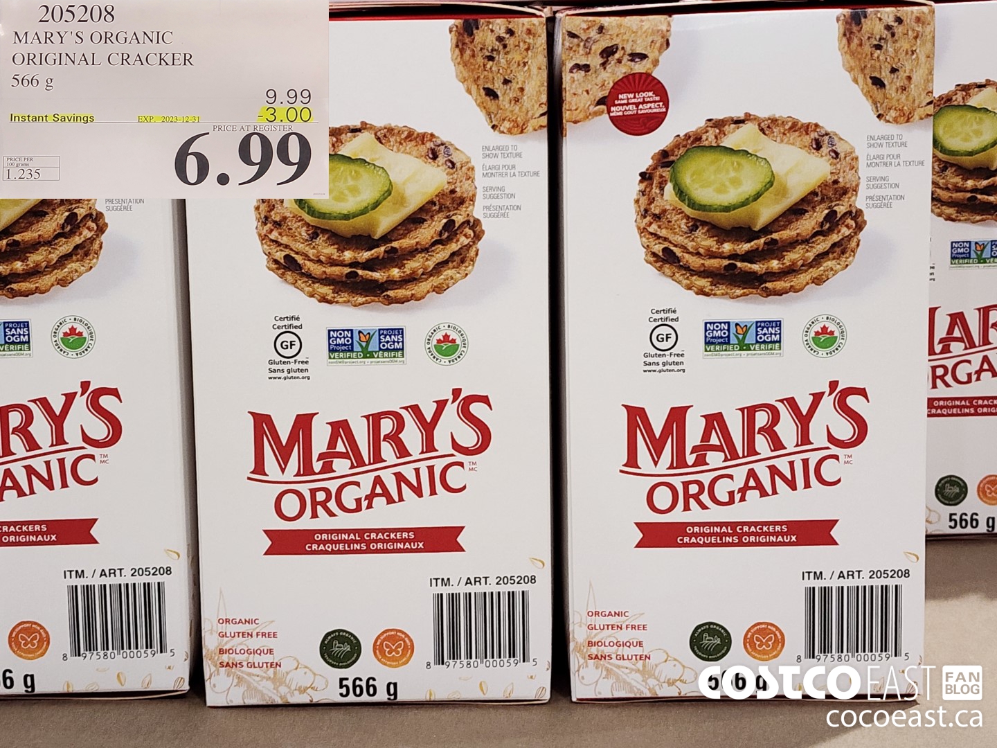 205208 MARY'S ORGANIC ORIGINAL CRACKER 566G ($3.00 INSTANT SAVINGS EXPIRES ON 2023-12-31) $6.99