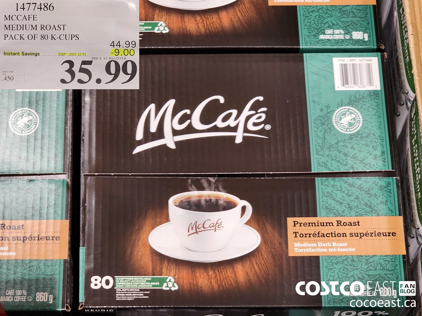 1477486 MCCAFE MEDIUM ROAST PACK OF 80 K-CUPS ($9.00 INSTANT SAVINGS EXPIRES ON 2023-12-31) $35.99