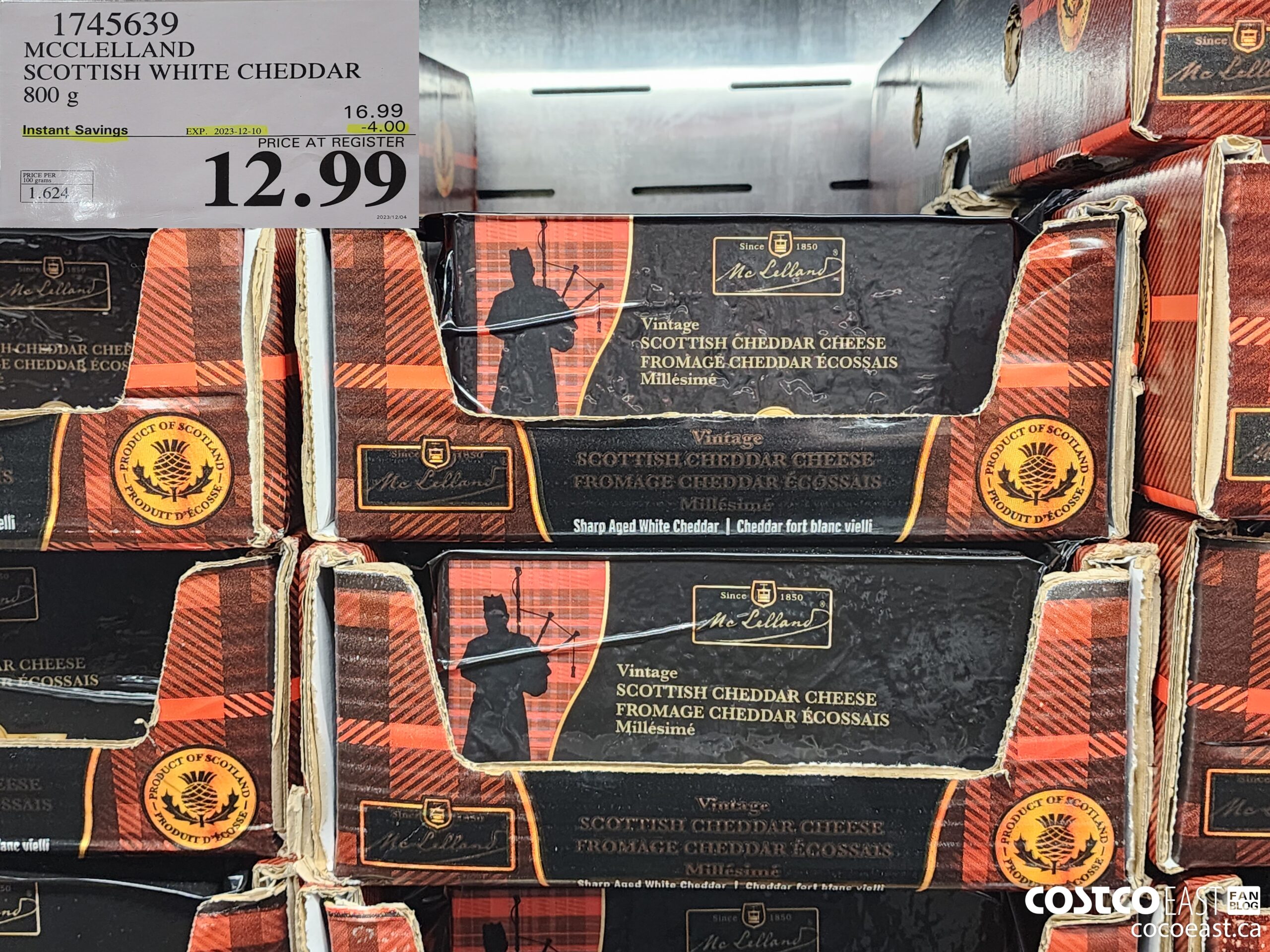 1745639 MCCLELLAND SCOTTISH WHITE CHEDDAR 800 g ($4.00 INSTANT SAVINGS EXPIRES ON 2023-12-10) $12.99