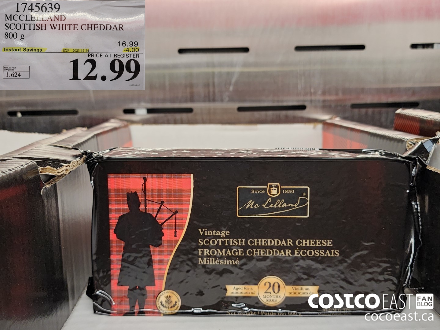 1745639 MCCLELLAND SCOTTISH WHITE CHEDDAR 800 g ($4.00 INSTANT SAVINGS EXPIRES ON 2023-12-24) $12.99